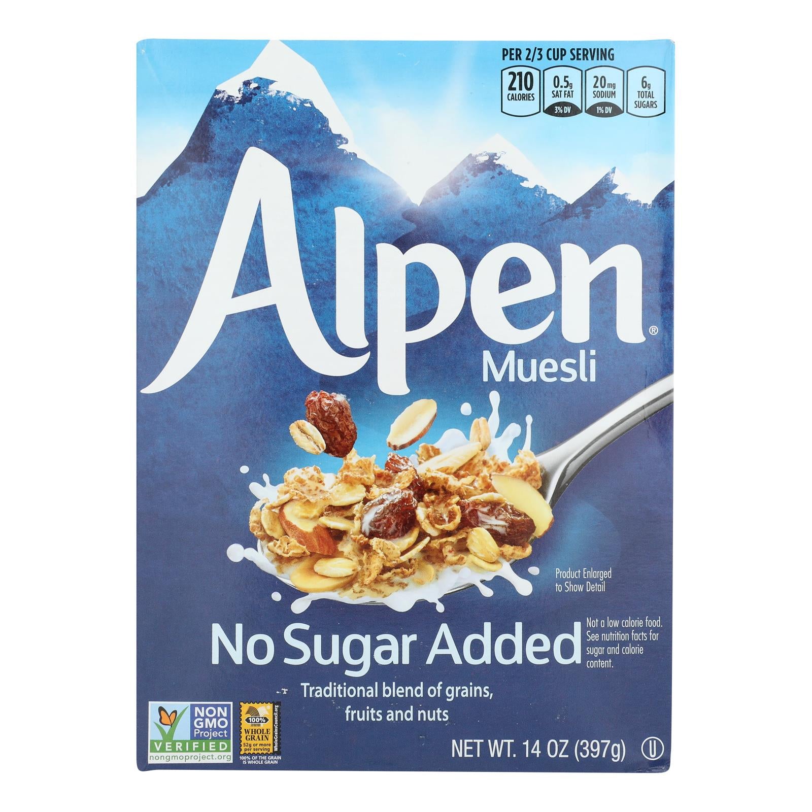 Alpen No Added Sugar Muesli Cereal - Case of 12 - 14 oz.