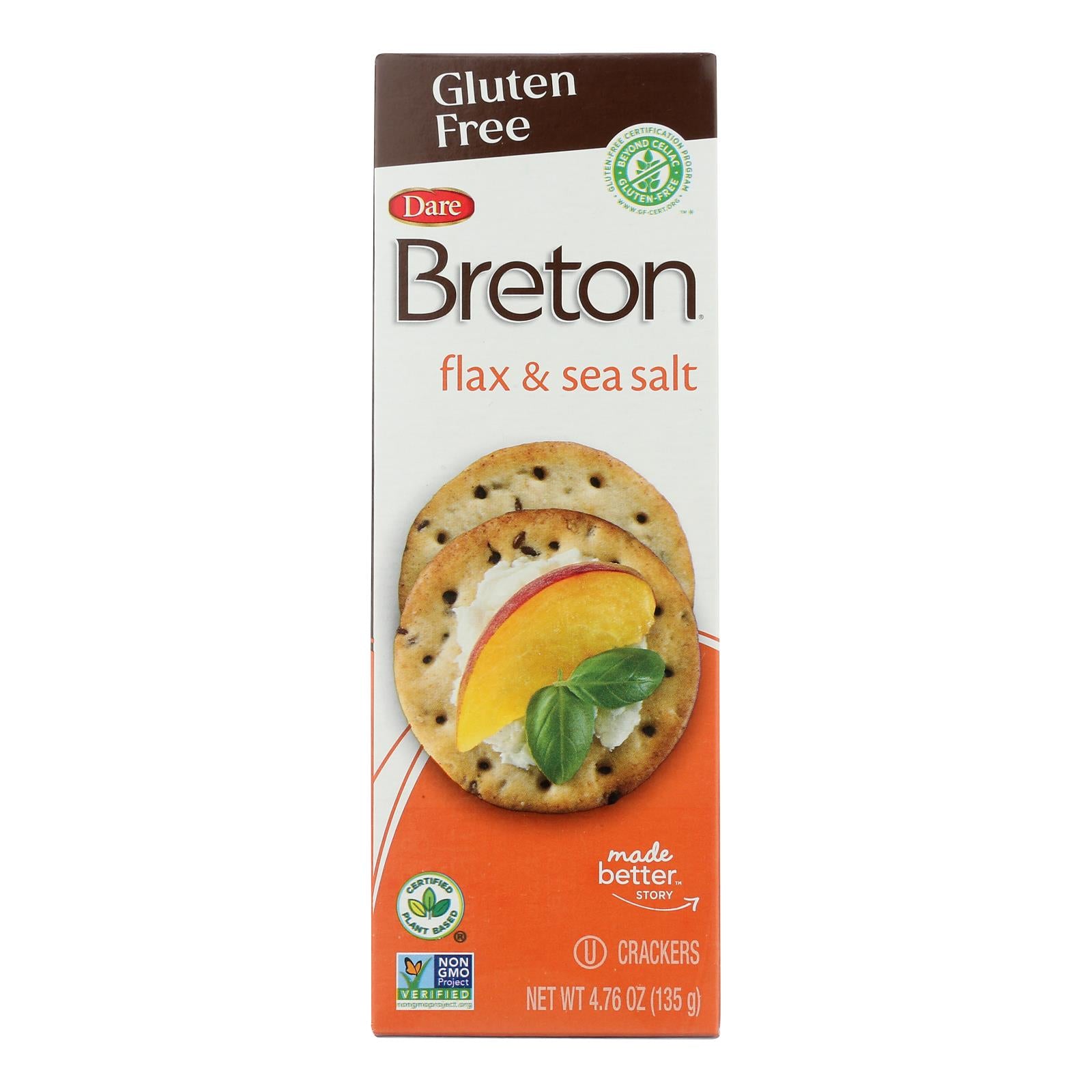 Breton/Dare - Crackers - Original with Flax - Case of 6 - 4.76 oz.