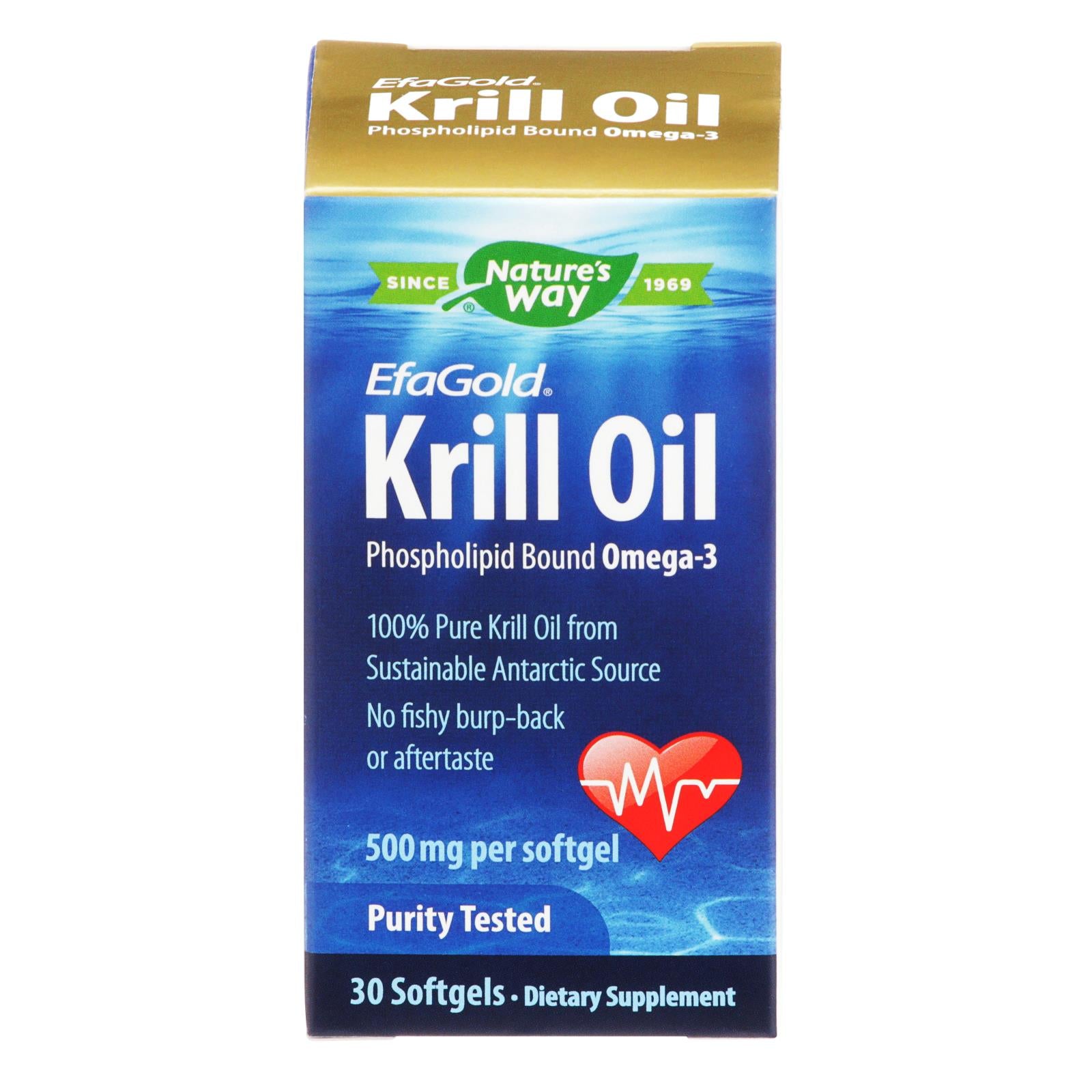 Nature's Way EfaGold Antarctic Krill Oil - 30 Softgels for Heart & Joint Health, No Fishy Aftertaste