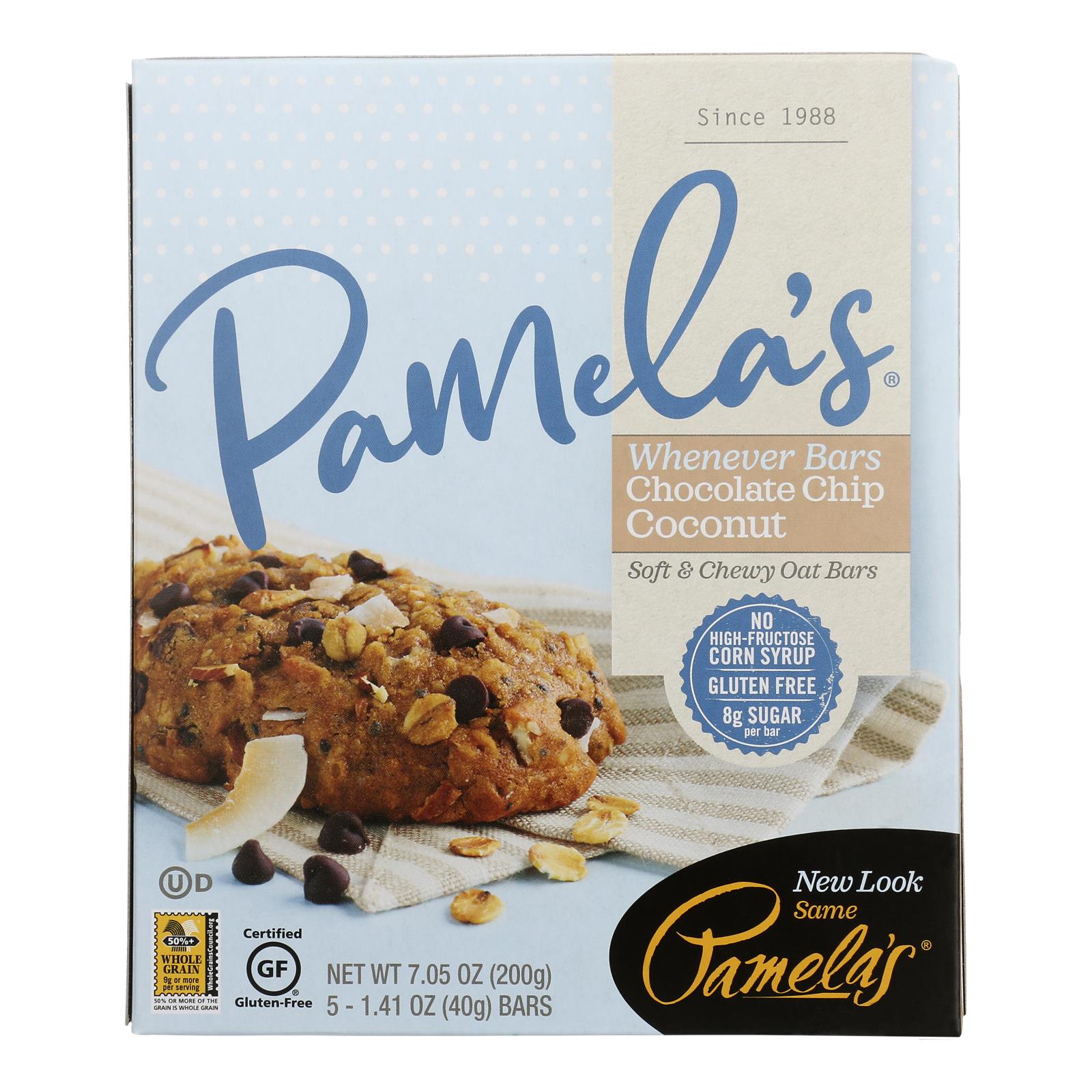 Pamela's Products - Oat Chocolate Chip Whenever Bars - Coconut - Case of 6 - 1.41 oz.