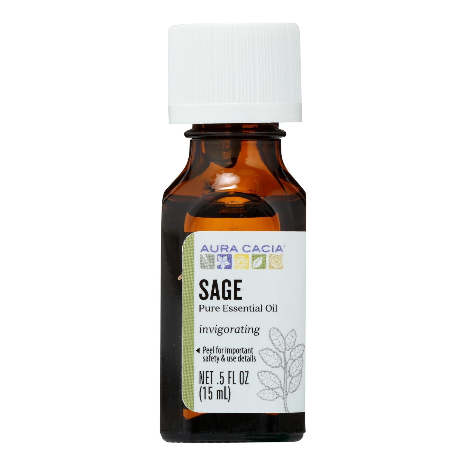 Aura Cacia 100% Pure Sage Essential Oil 0.5 fl oz - Herbaceous Bath Addition