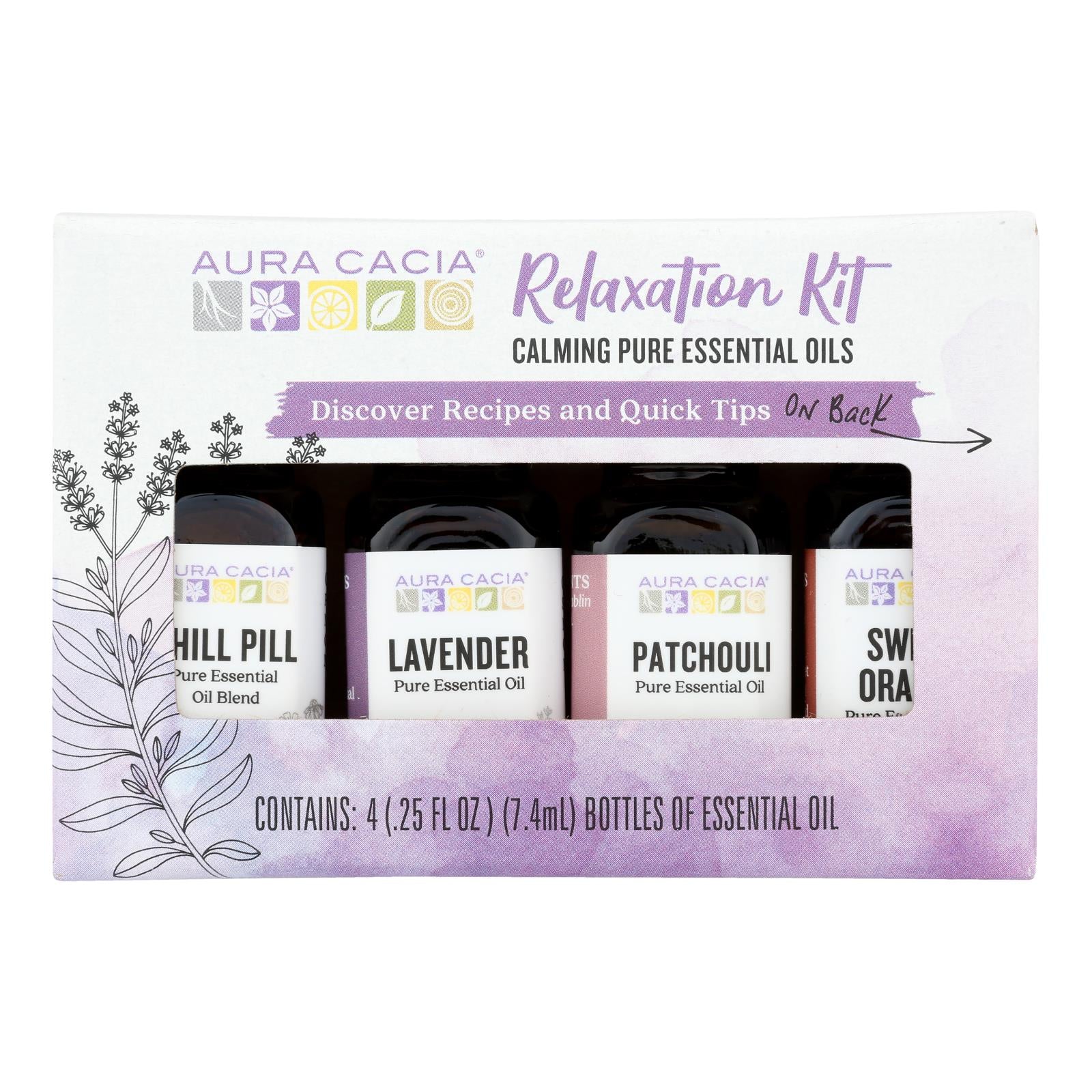 Aura Cacia - Discover Relaxation Essential Oil Kit - Each of - 4/0.25 fl oz.