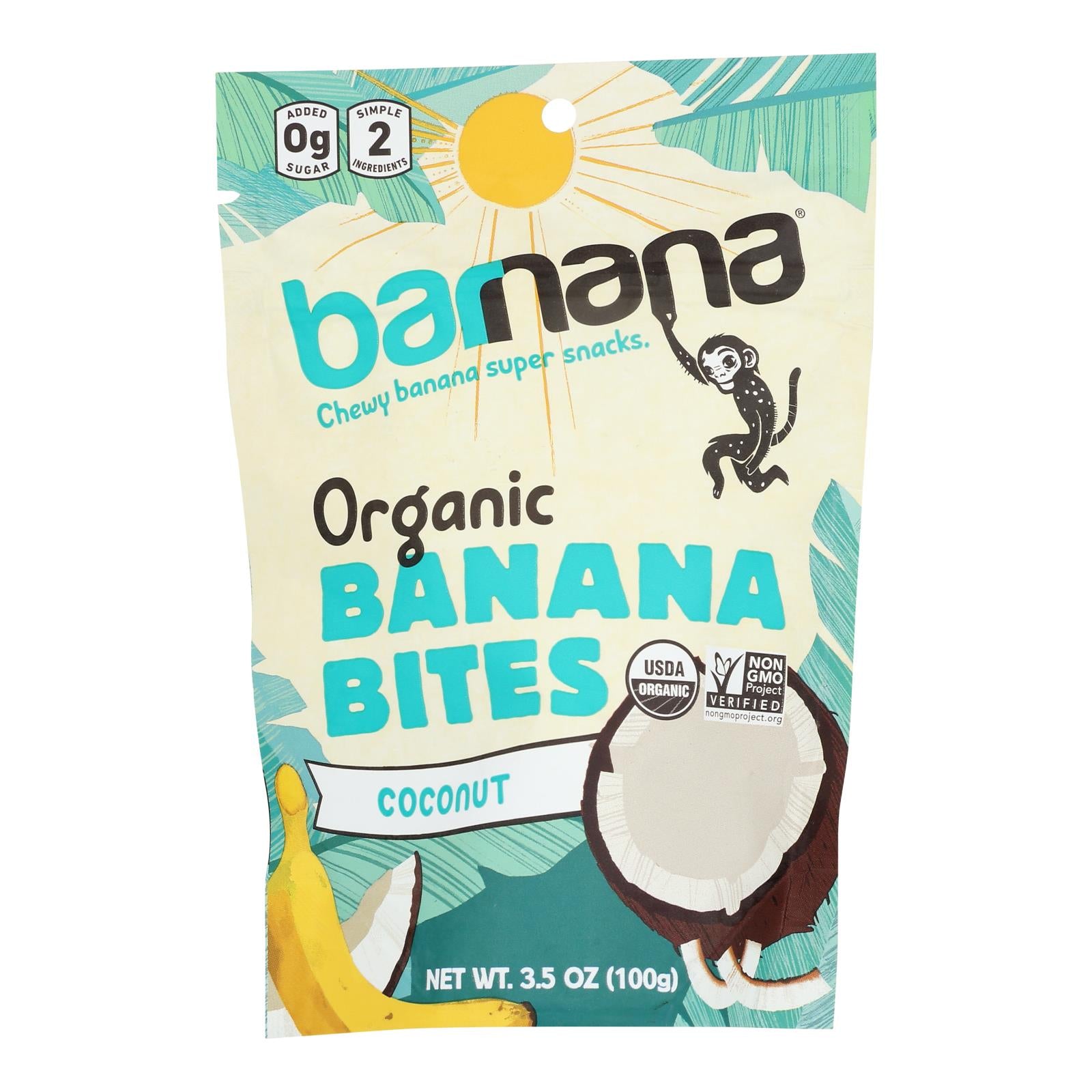 Barnana Chewy Banana Bites - Organic Coconut - Case of 12 - 3.5 oz.
