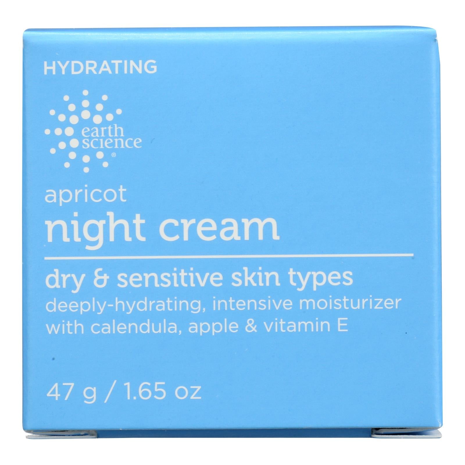 Earth Science Apricot Night Cream 1.65 Oz - Deeply Hydrating Vegan Formula For Radiant Skin