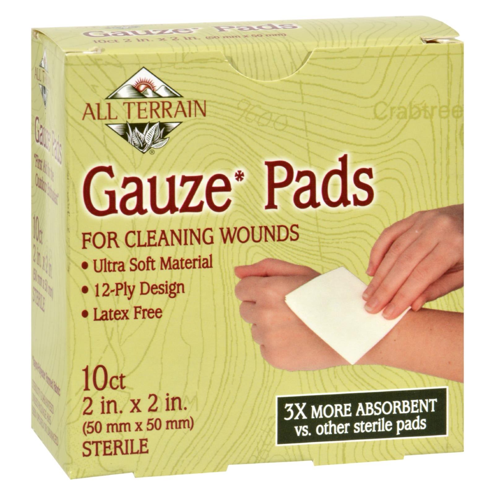All Terrain Gauze Pads - Latex Free, Absorbent Protection for Outdoor Enthusiasts - 10 Pack