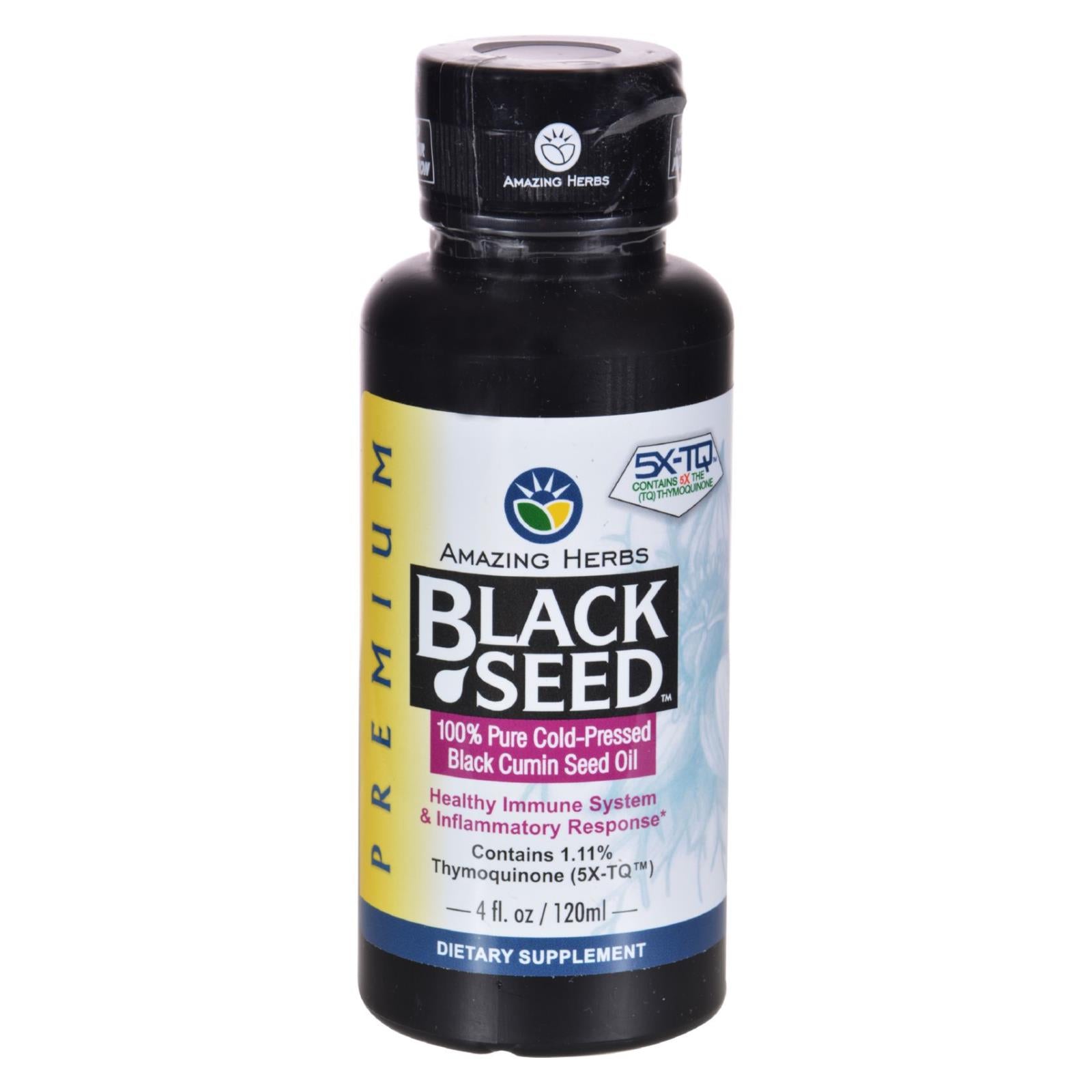 Amazing Herbs Black Seed Oil - 100% Pure Cold-Pressed - 4 Fl Oz for Daily Health Benefits