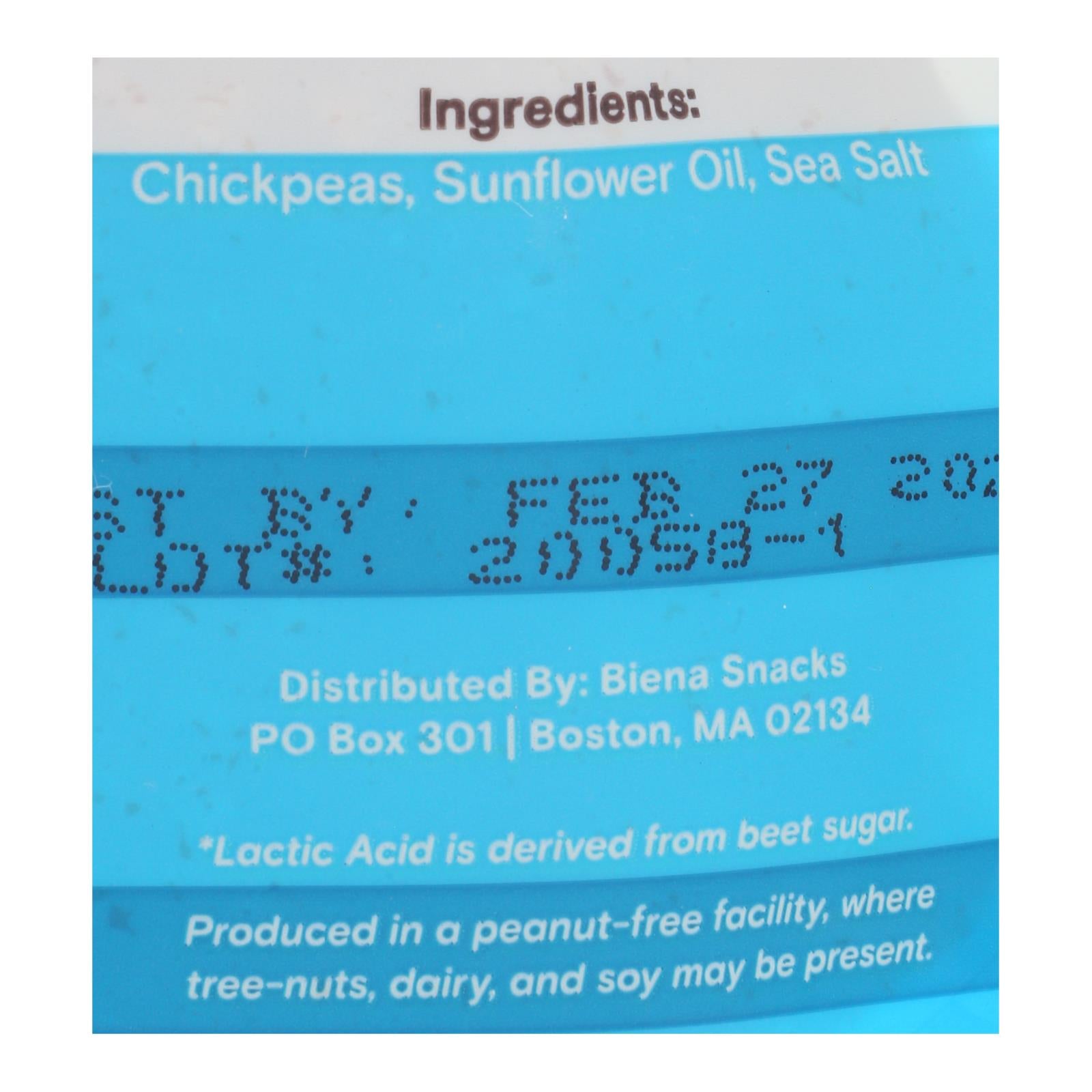 Biena Chickpea Snacks - Sea Salt - Case of 8 - 5 oz.