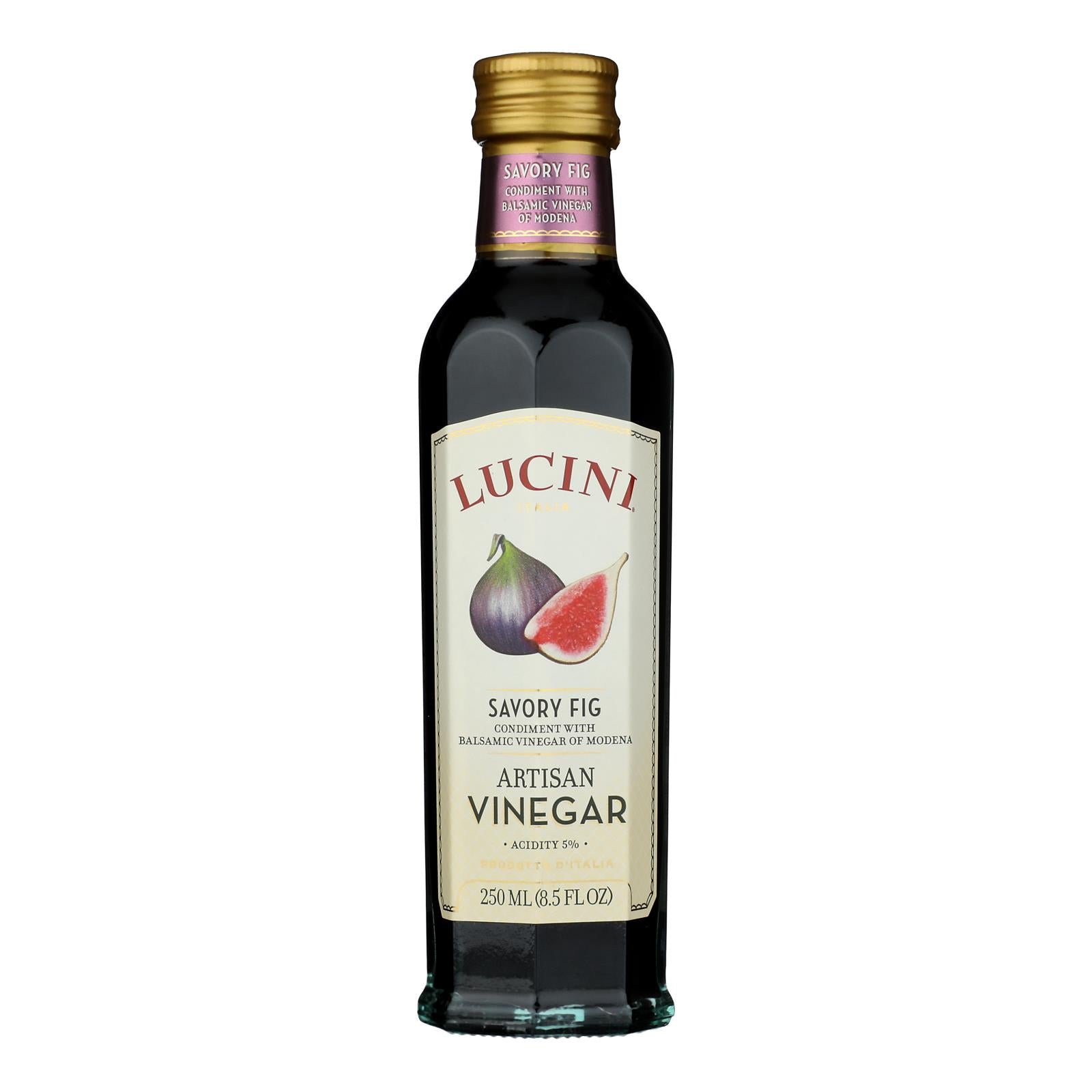 Lucini Italia Savory Fig Balsamic Artisan Vinegar - Case of 6 - 8.5 Fl oz.