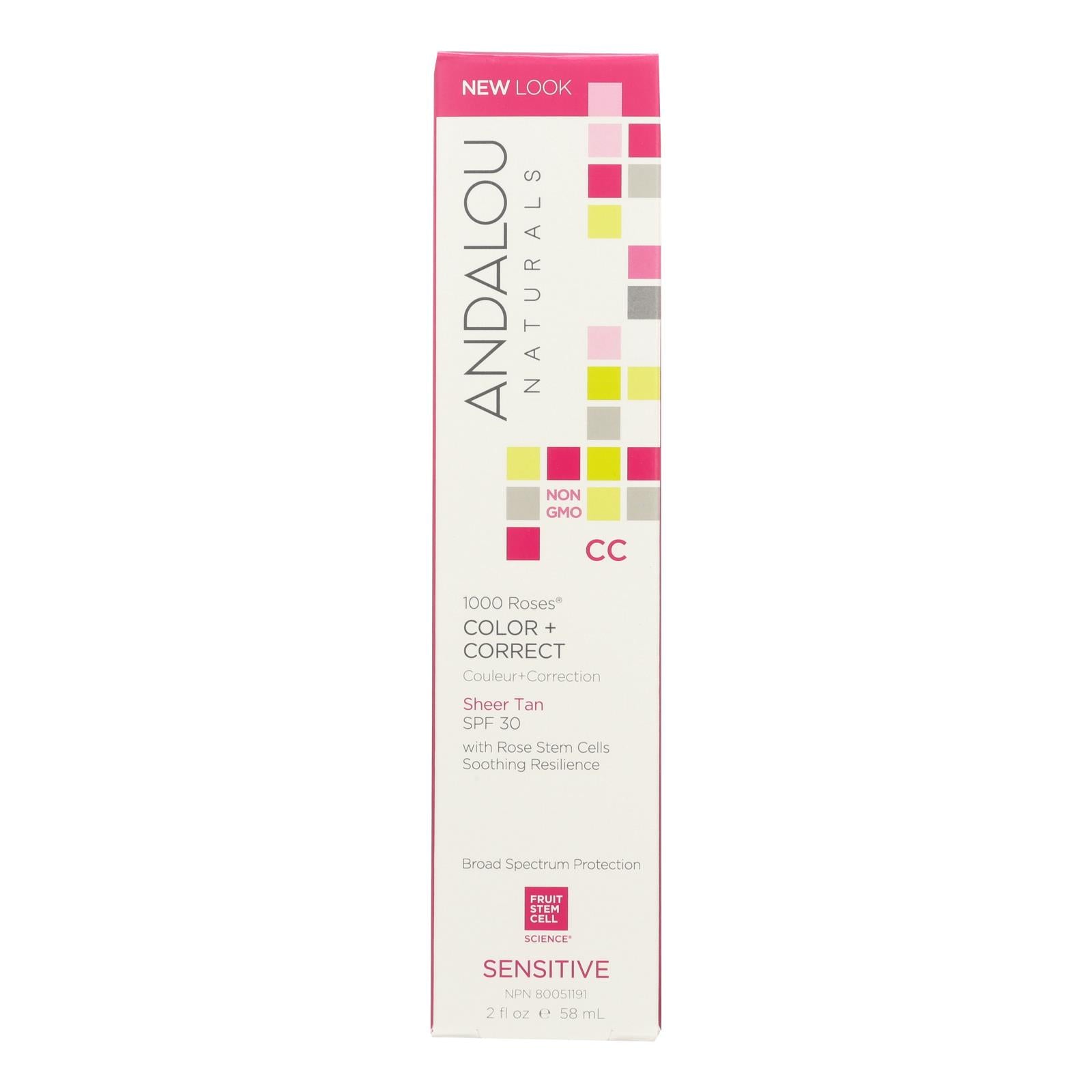 Andalou Naturals Color plus Correct - Sheer SPF 30 - Tan - 2 oz