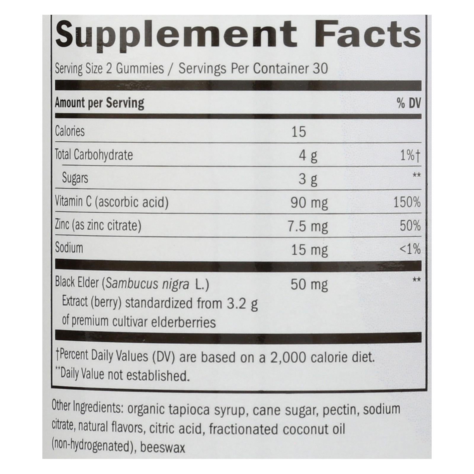 Nature's Way Sambucus Immune Support Gummies with Elderberry, Vitamin C & Zinc - 60 Count