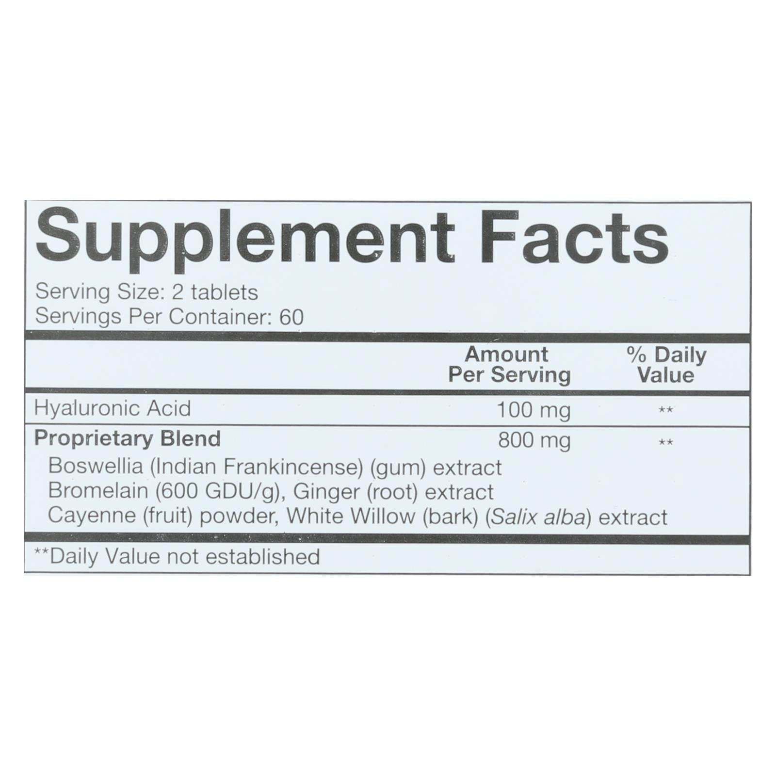 One Serving Size Of Youtheory Hyaluronic Acid Advanced  - 1 Each - 120 TAB