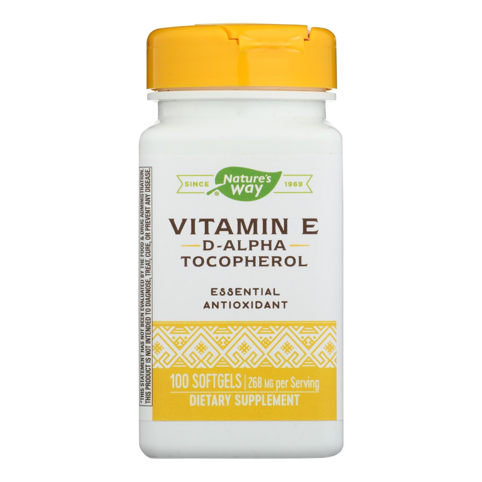 Nature's Way - Vitamin E - 400 IU - d-Alpha Tocopherol- 100 Softgels