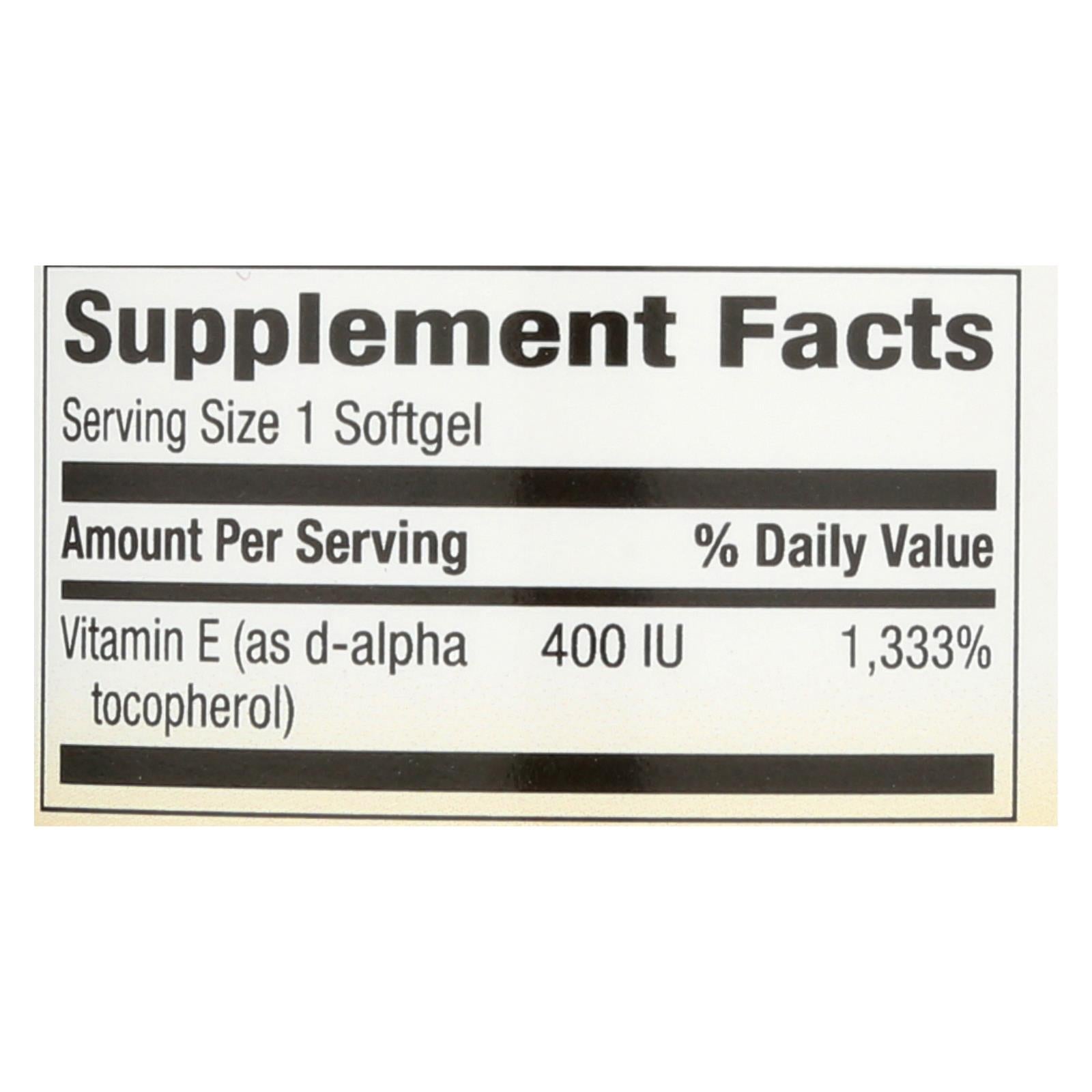 Nature's Way - Vitamin E - 400 IU - d-Alpha Tocopherol- 100 Softgels