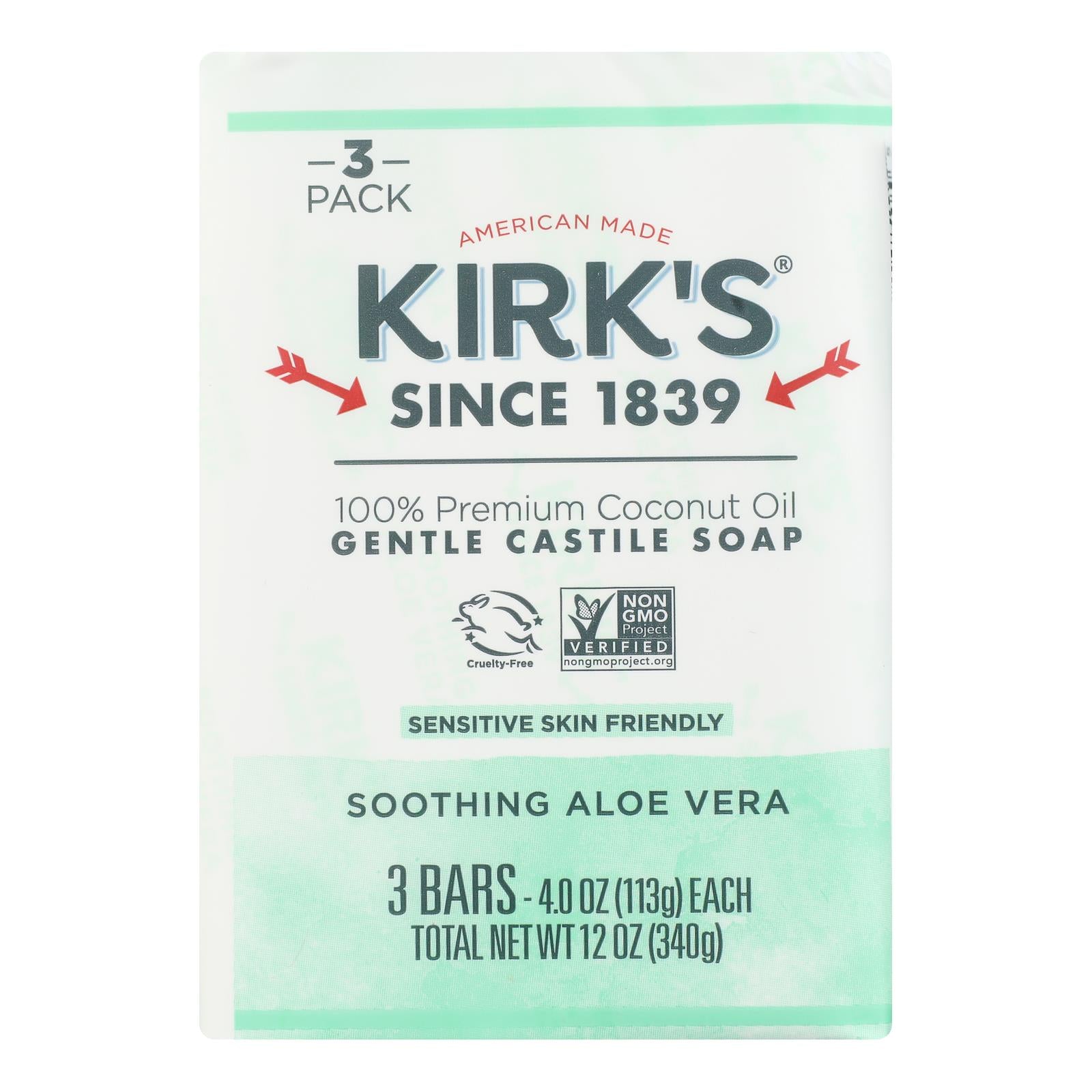 Kirks Natural Bar Soap - Coco Castile - Aloe Vera - 3 pack - 3/4 oz - 1 each