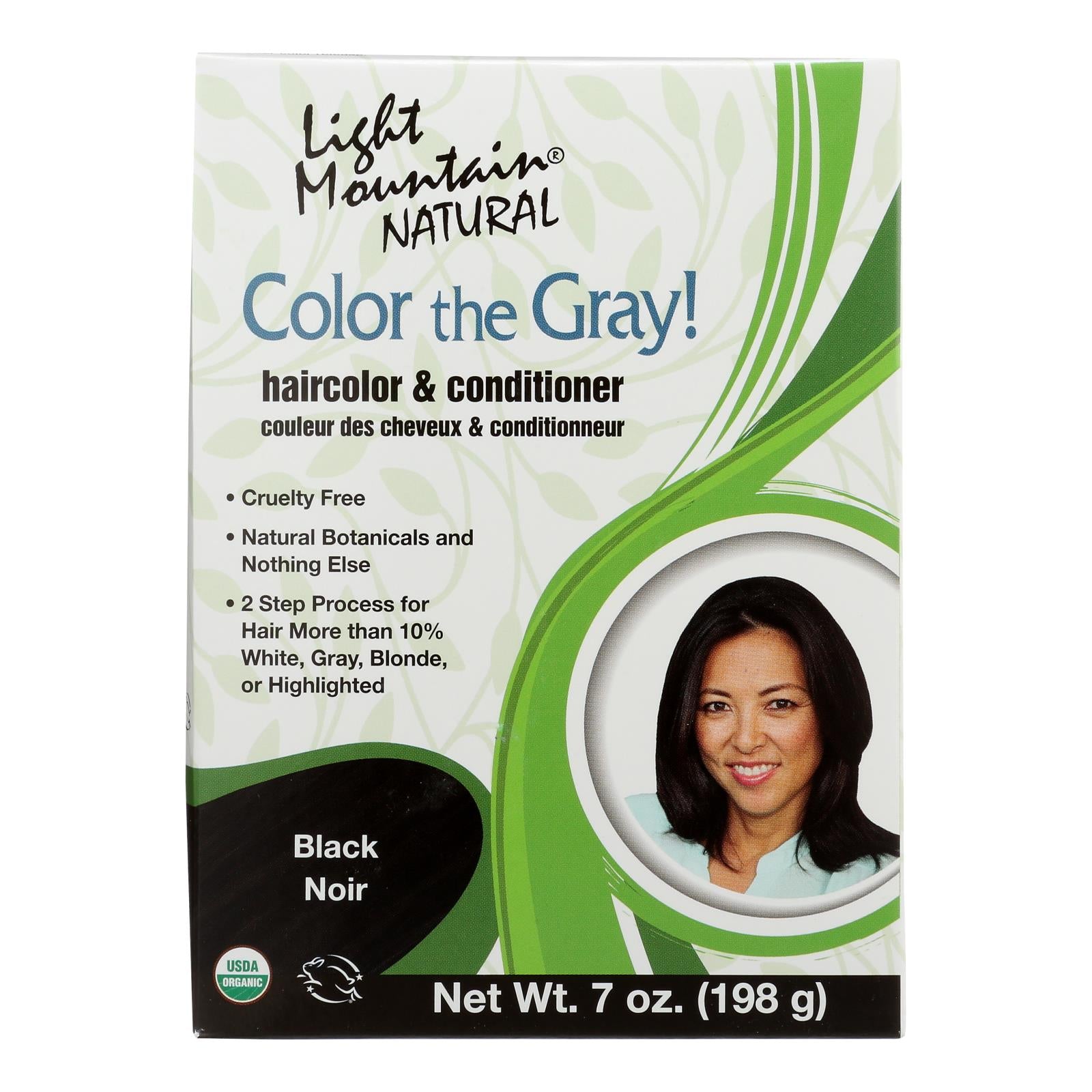 Light Mountain Natural 100% Organic Black Hair Color Conditioner - 7 Oz, Cruelty-Free Botanical Formula