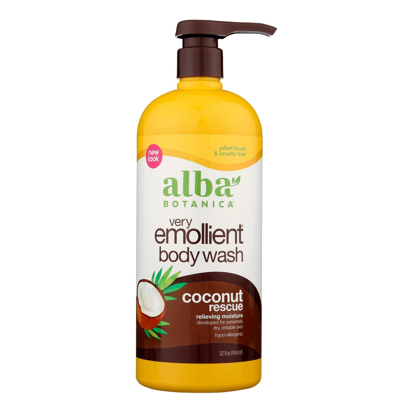 Alba Botanica - Very Emollient Bath and Shower Gel - Coconut Rescue - 32 fl oz