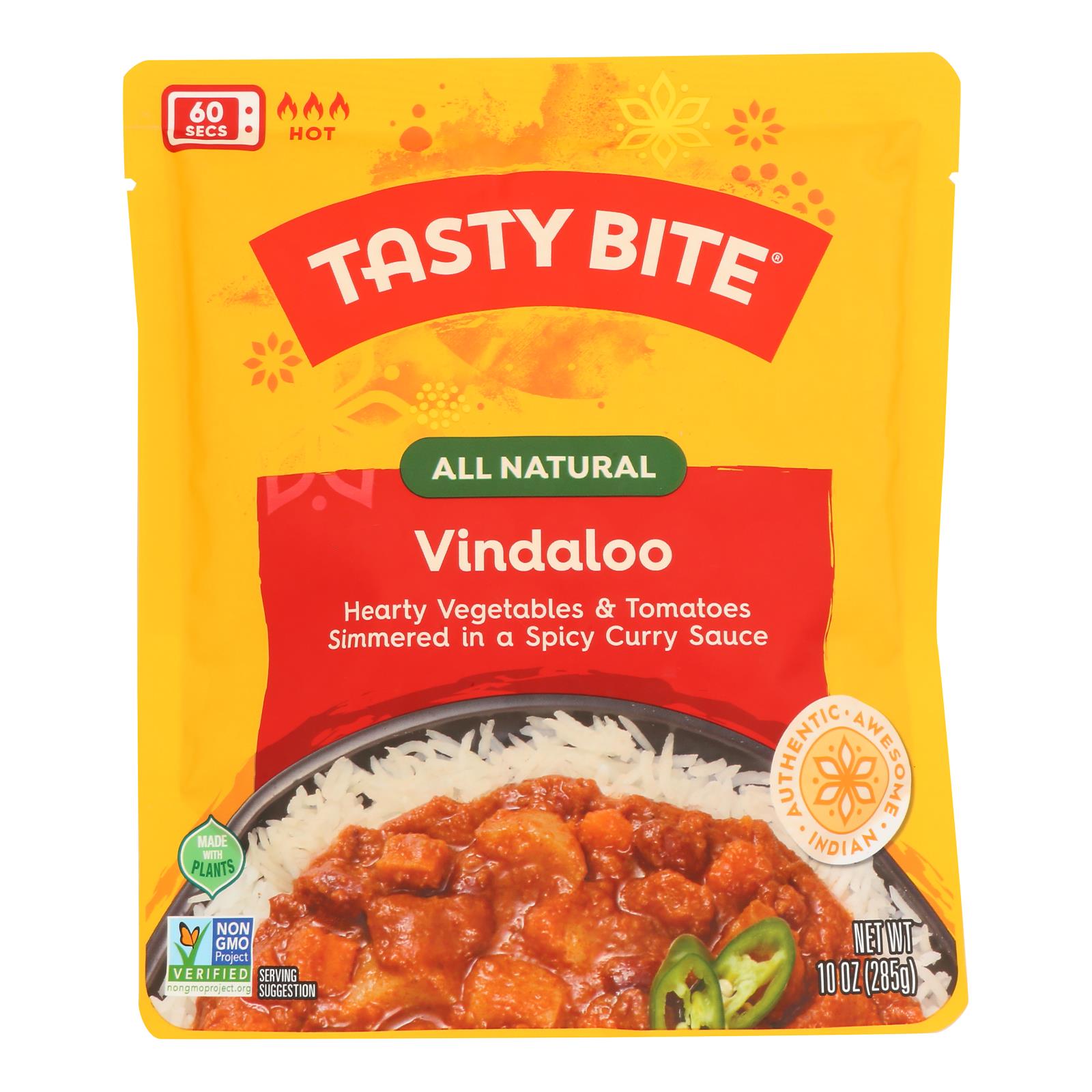 Tasty Bite Heat & Eat Indian Cuisine Entr?e - Hot & Spicy Vindaloo - Case of 6 - 10 oz