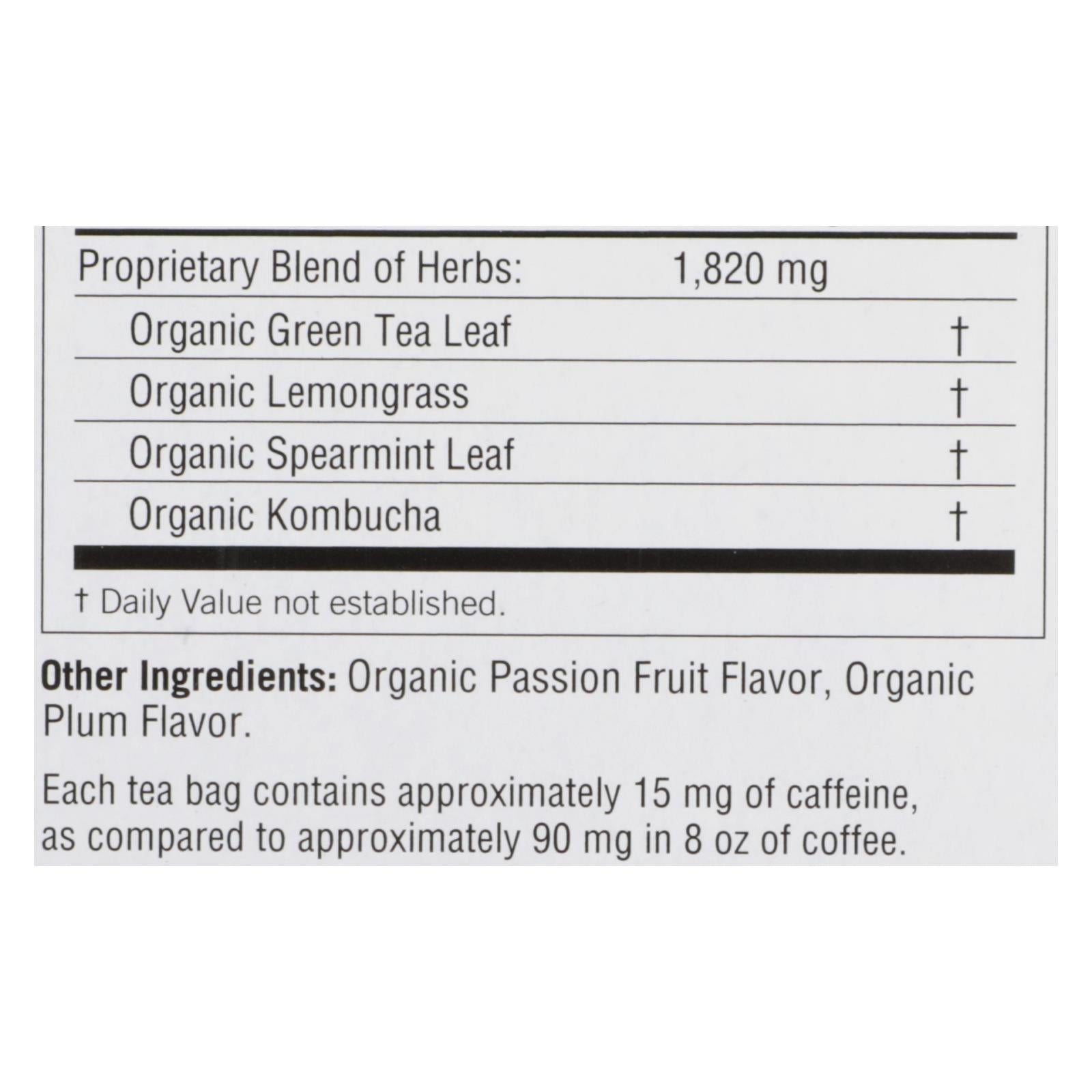 Yogi Herbal Green Tea Kombucha - 16 Tea Bags - Case of 6