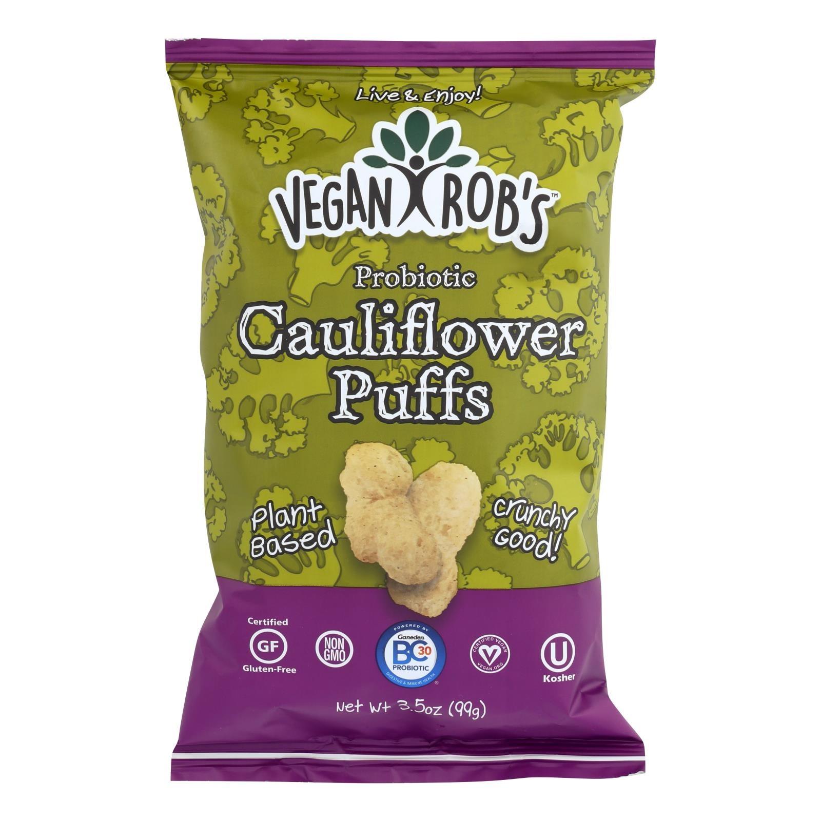 Vegan Rob's Probiotic Cauliflower Puffs - Case of 12 - 3.5 OZ