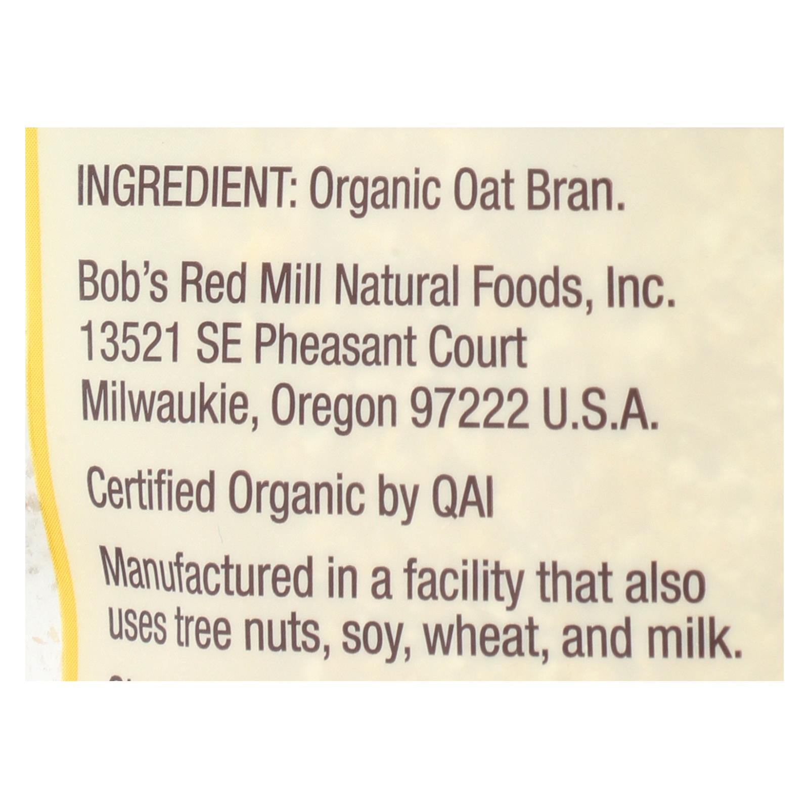 Bob's Red Mill - Oat Bran - Organic High Fiber Hot Cereal - Case of 4 - 18 oz.