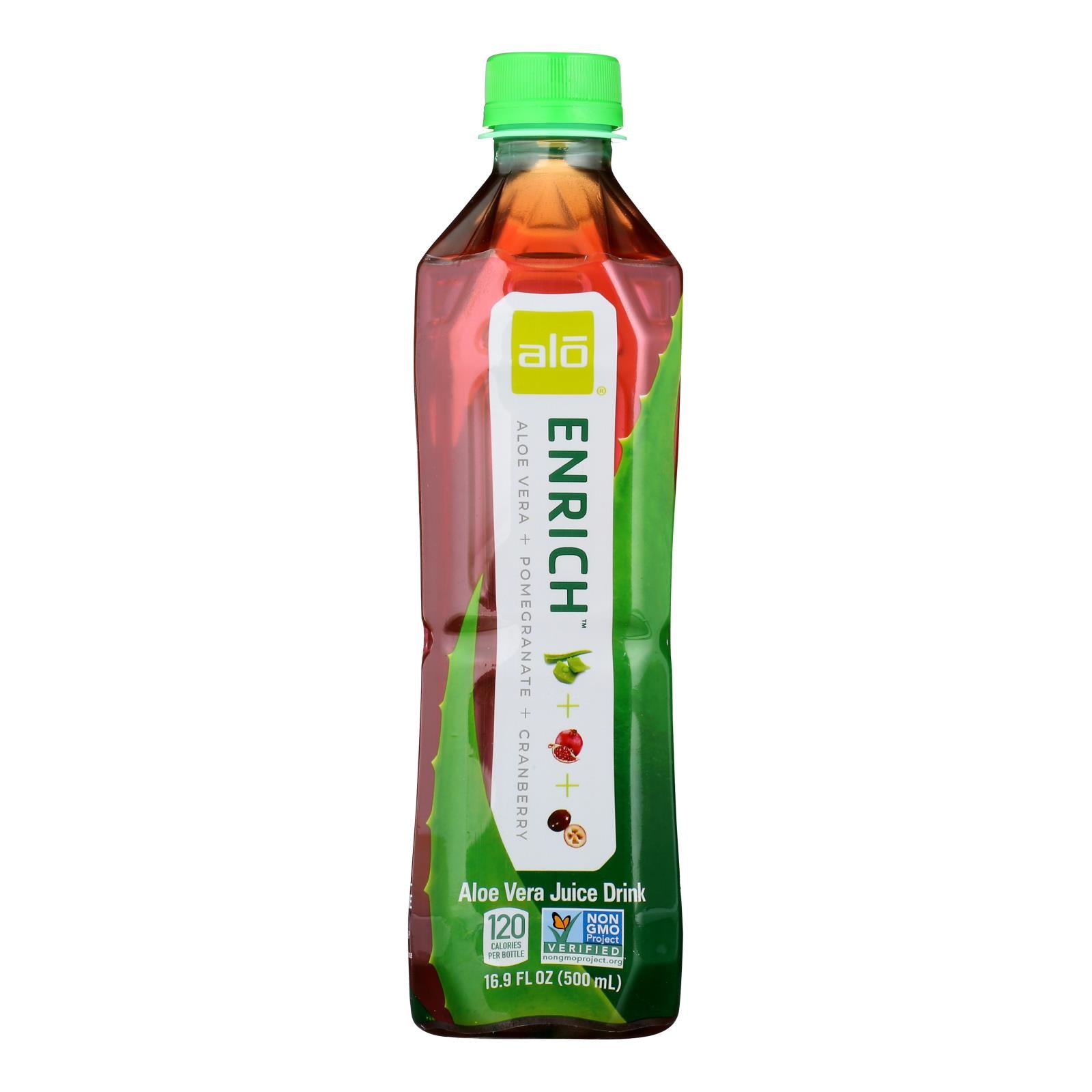 Alo Original Enrich Aloe Vera Juice Drink - Pomegranate and Cranberry - Case of 12 - 16.9 fl oz.