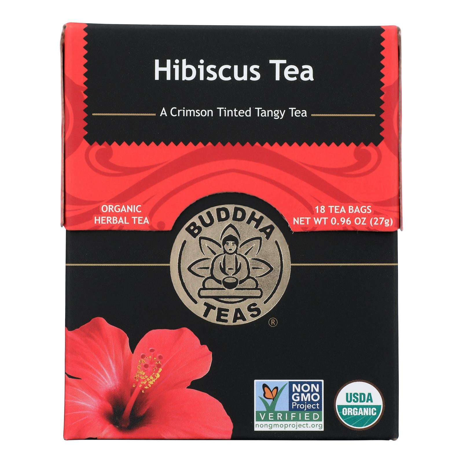 Buddha Teas - Organic Tea - Hibiscus - Case of 6 - 18 Count