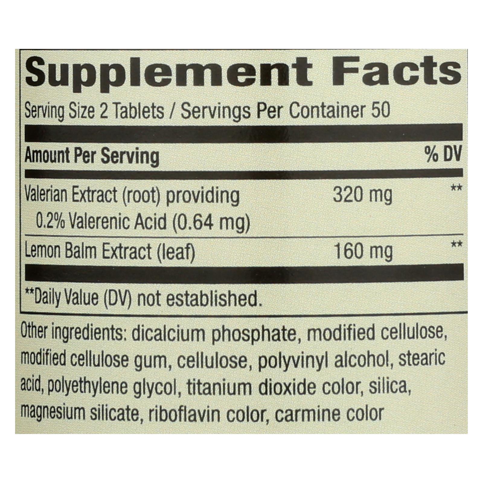Nature's Way Valerian Nighttime 100 Tablets - Herbal Sleep Aid with Lemon Balm, Odor-Free Formula