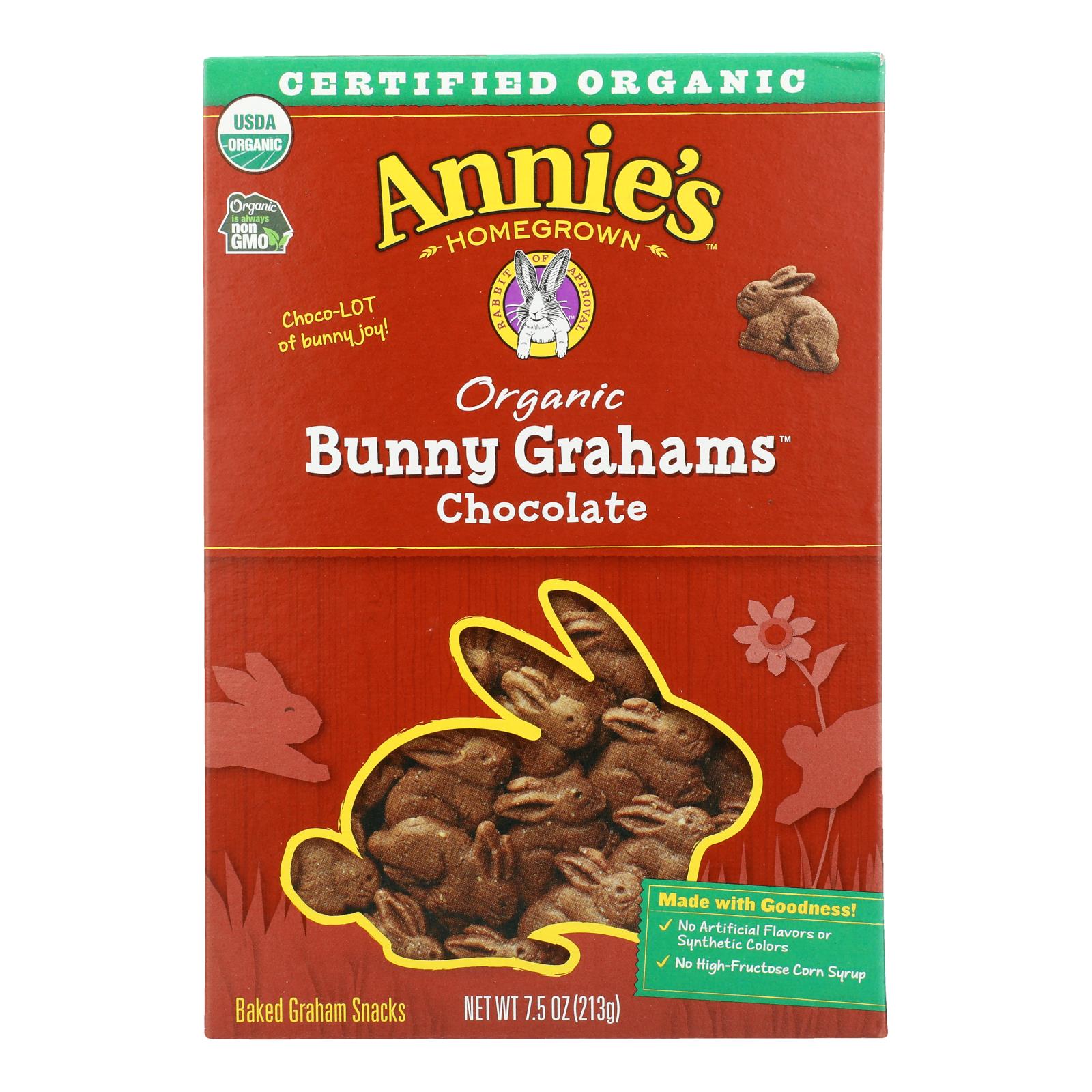 Annie'S Homegrown Bunny Grahams Chocolate - Case Of 12 - 7.5 Oz