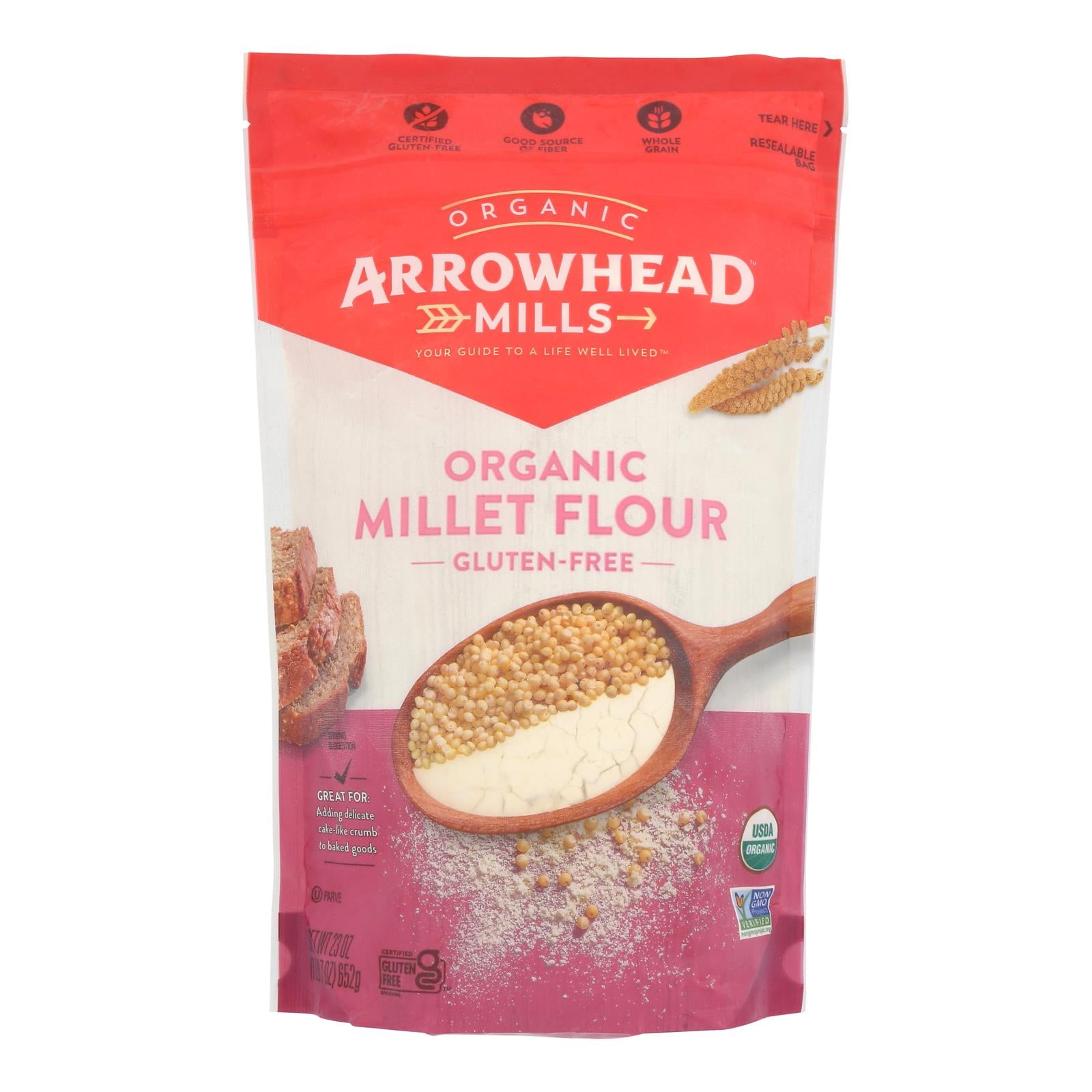 Arrowhead Mills - Organic Millet Flour - Gluten Free - Case of 6 - 23 oz.