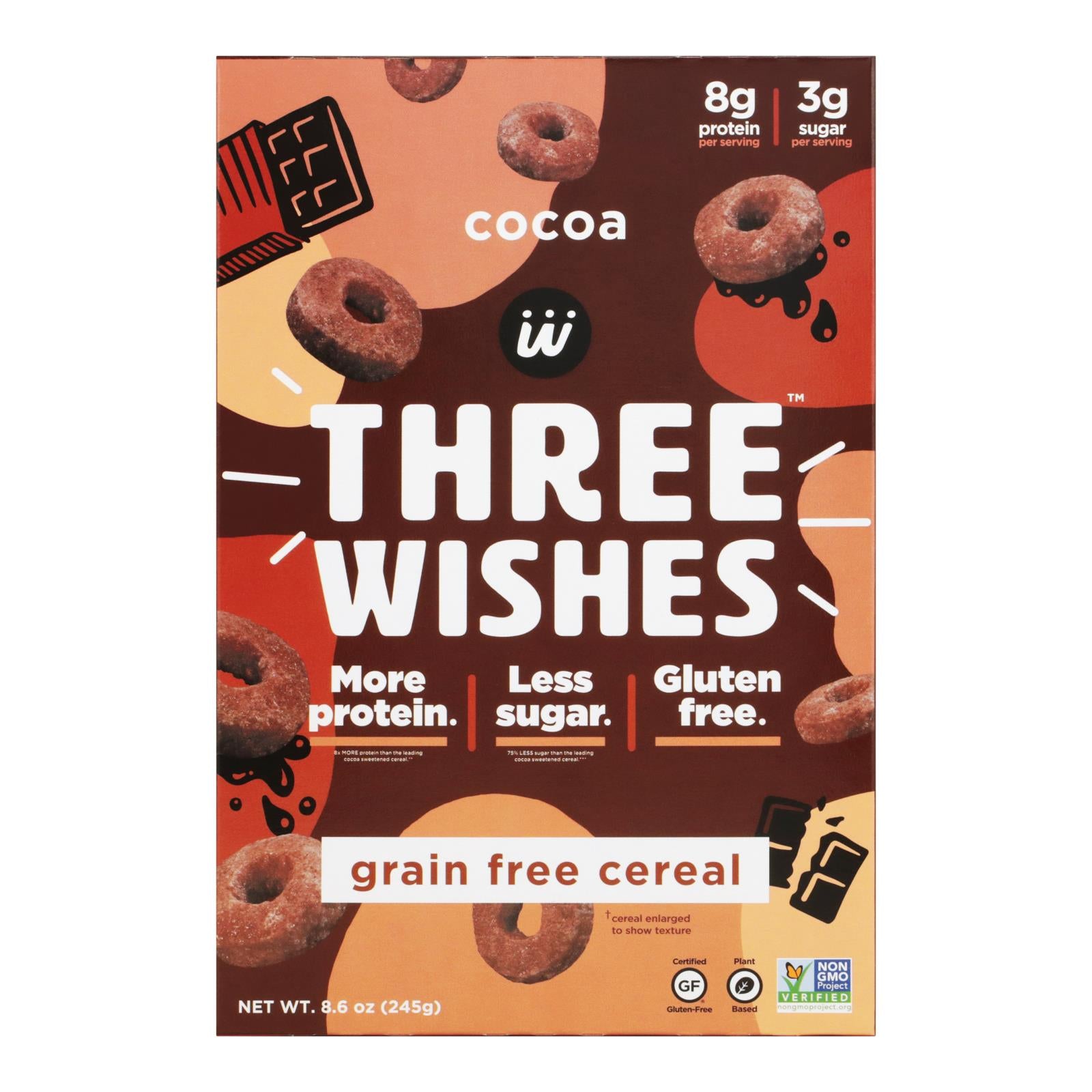 Three Wishes - Cereal Cocoa Chocolate Gluten Free - Case of 6-8.6 OZ