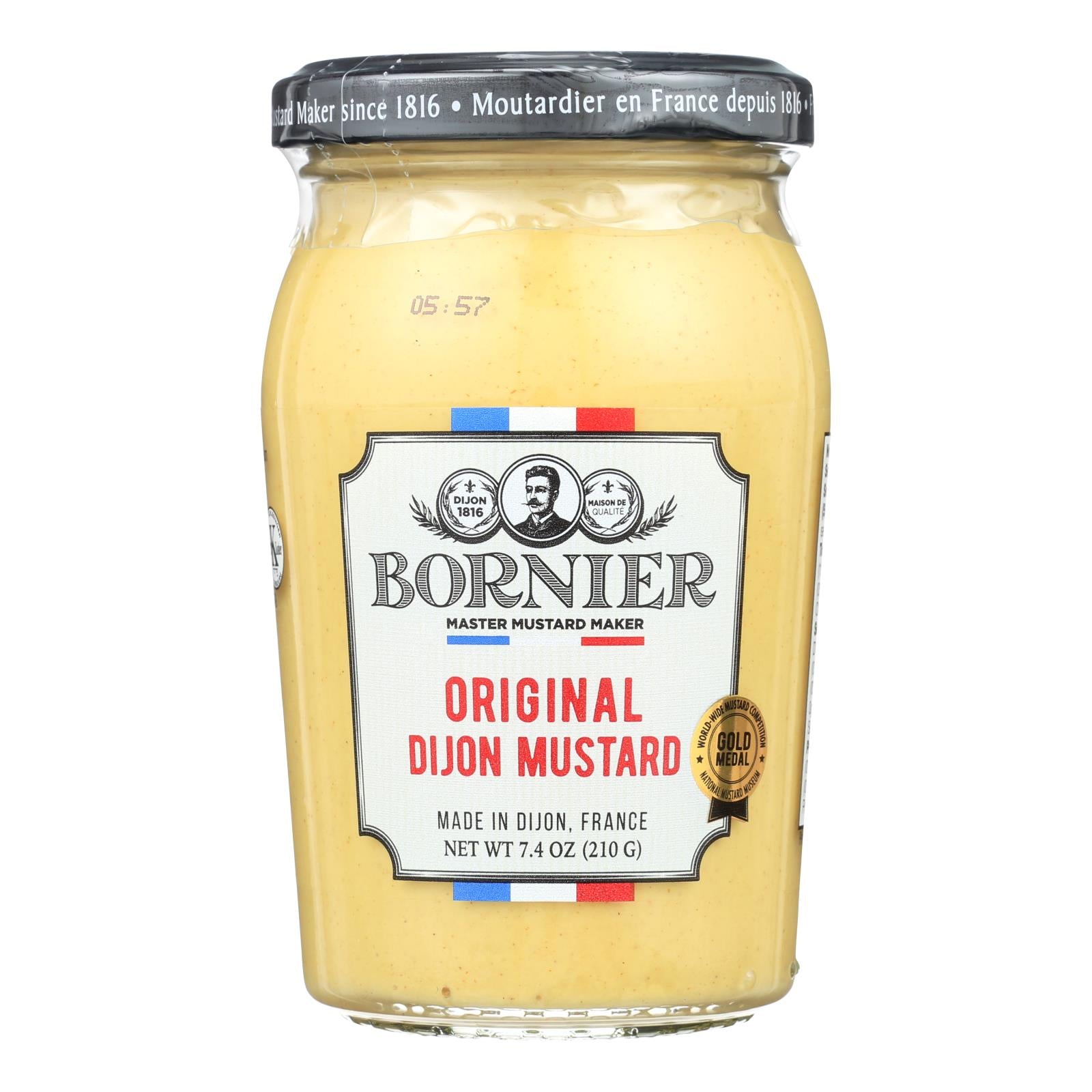 Bornier Dijon Mustard - Gluten Free, Non-GMO, French Gold Medal Winner - Case of 6, 7.4 oz Each