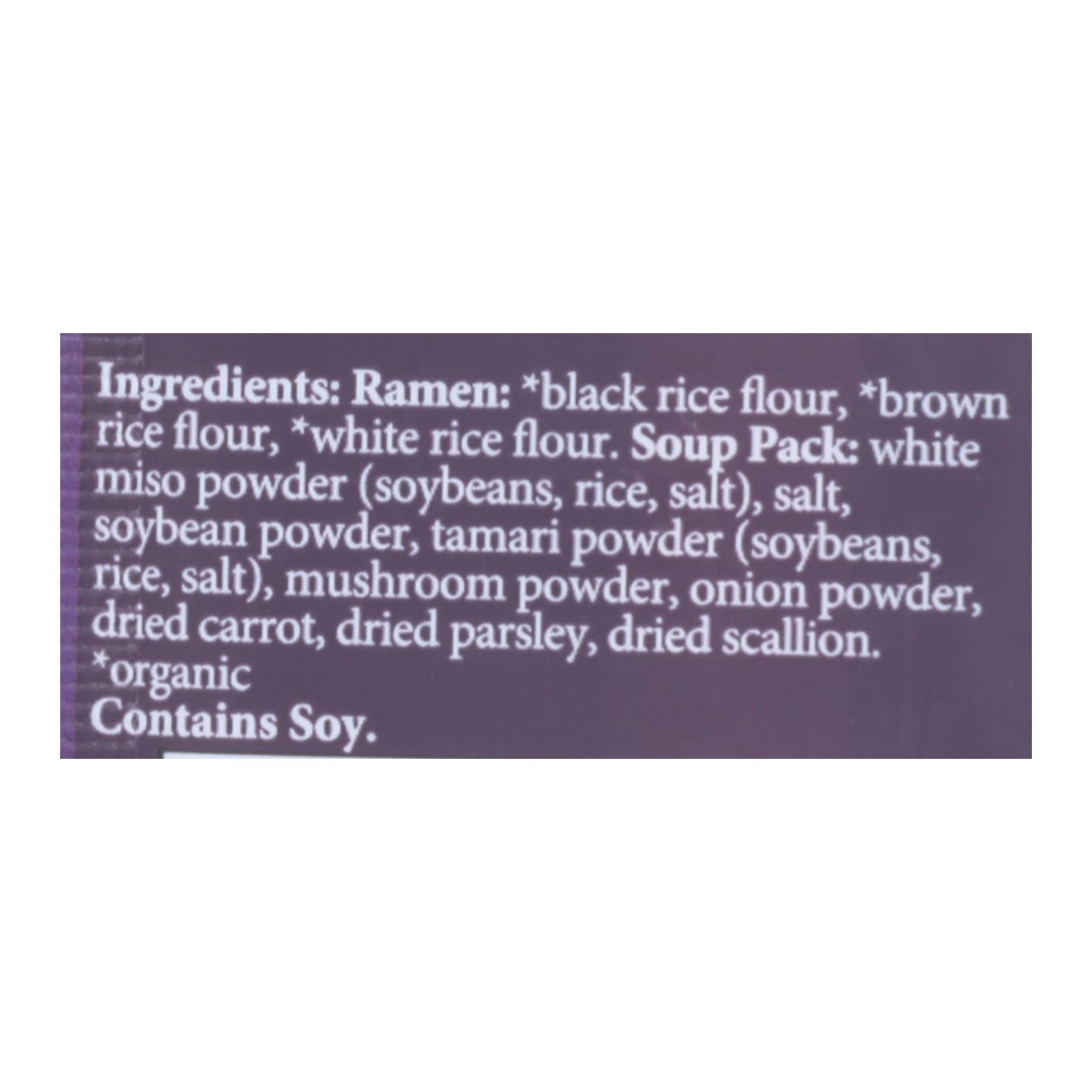 Lotus Foods Ramen - Organic - Forbidden Rice - with Miso Soup - 2.8 oz - case of 10