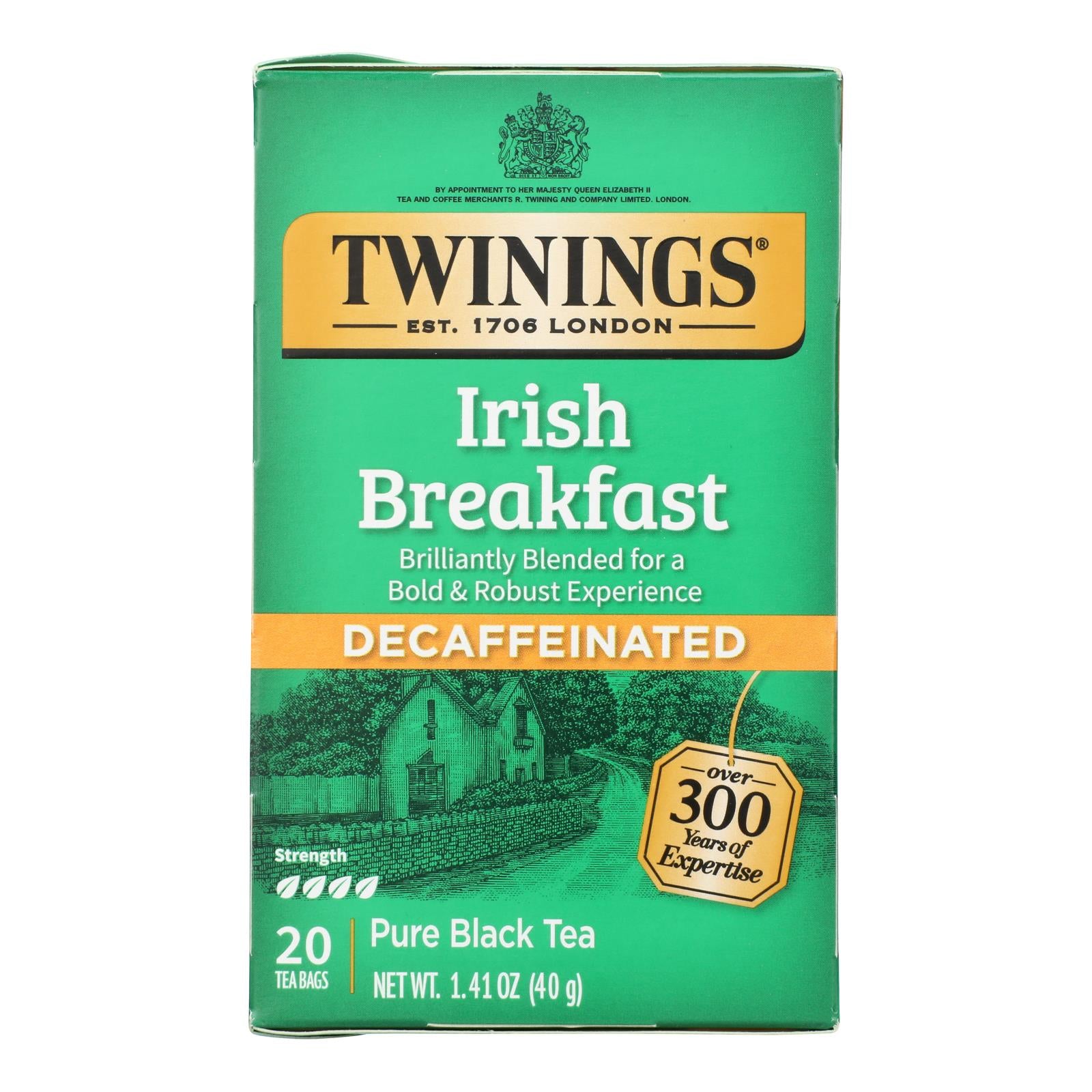 Twinings Tea Breakfast Tea - Irish Decaf - Case of 6 - 20 Bags