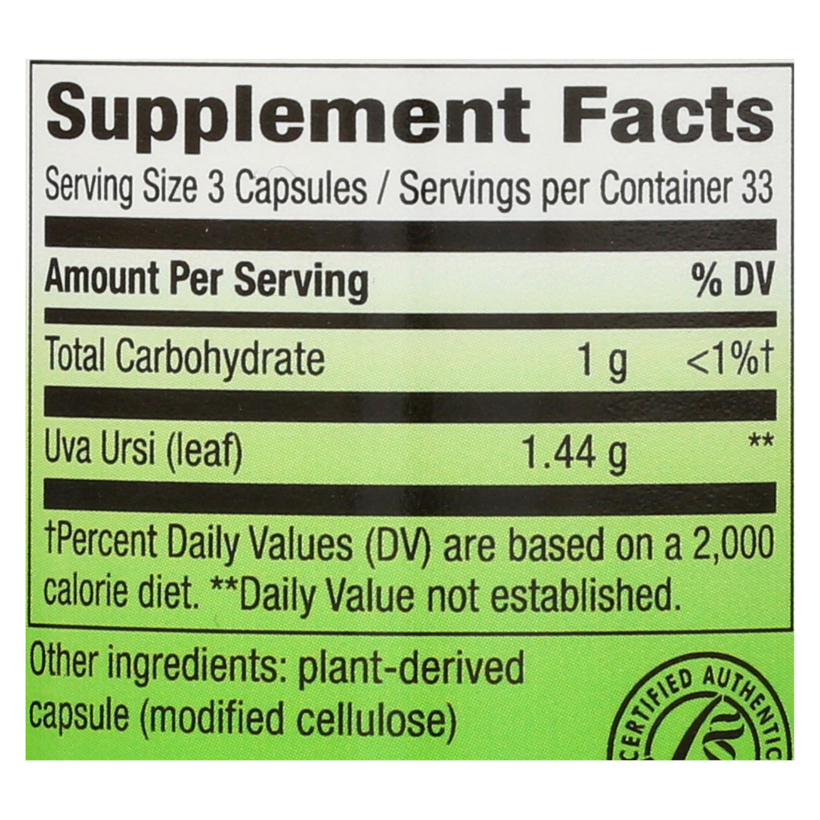 Nature's Way - Uva Ursi Leaves - 480 mg - 100 Capsules