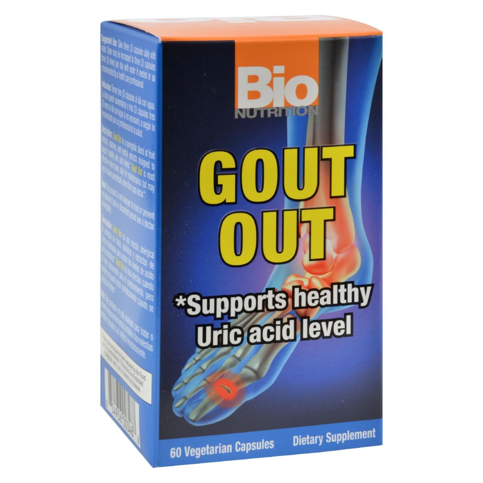 Bio Nutrition Gout Out - 60 Vegetarian Capsules for Healthy Uric Acid Levels Support