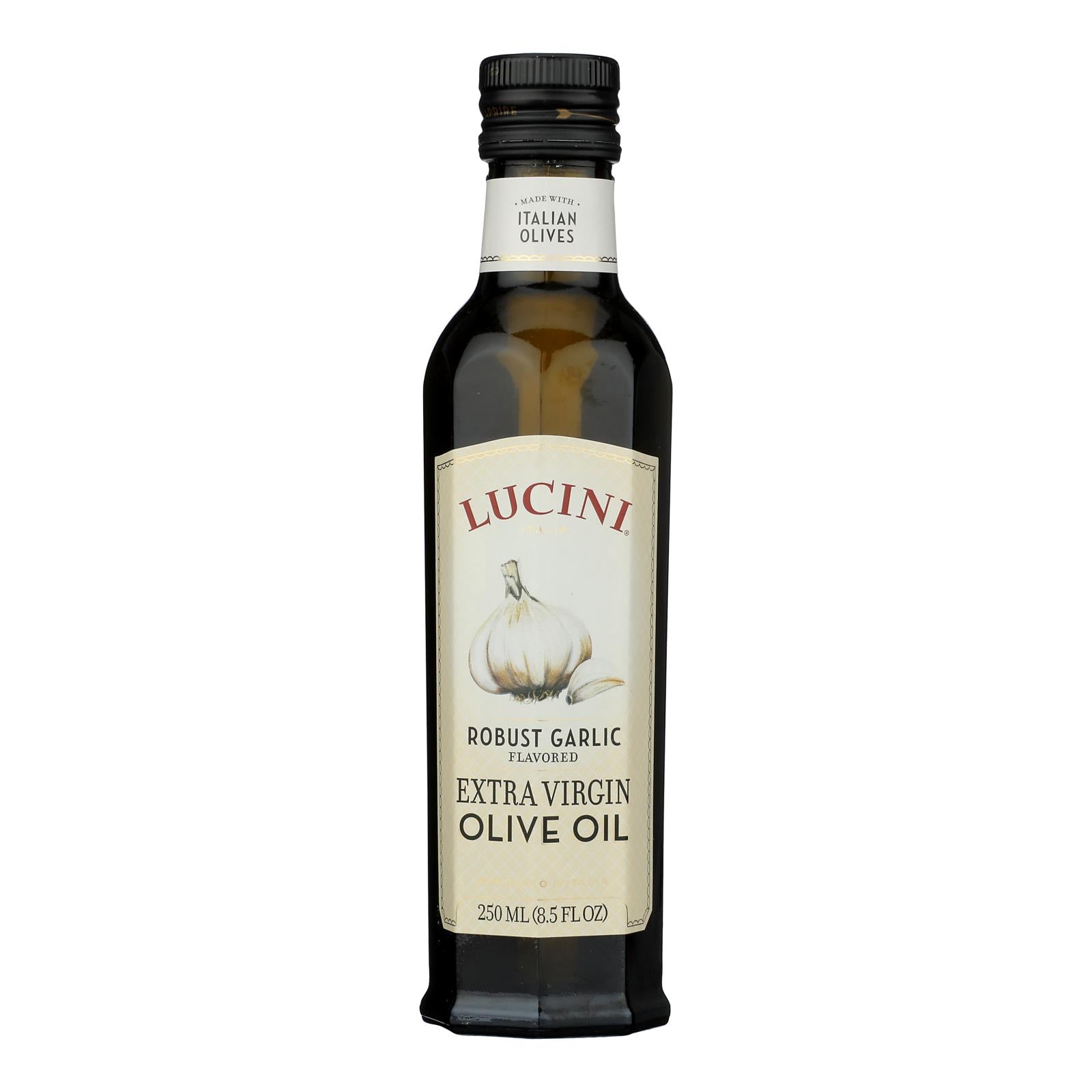 Lucini Italia Robust Garlic Extra Virgin Olive Oil - Case of 6 - 8.5 Fl oz.