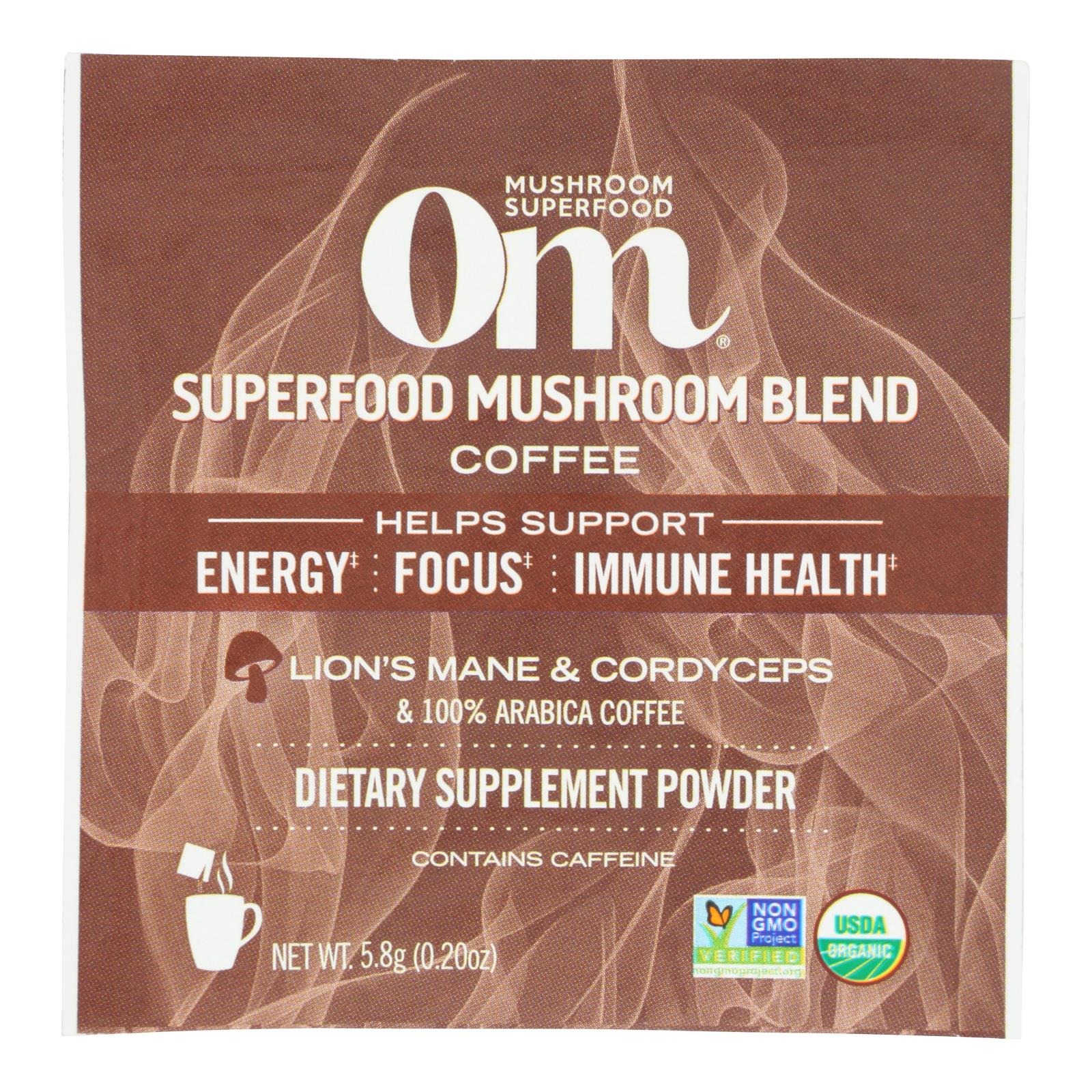 OM Coffee Mushroom Blend - 10 Pack of 0.20 oz Packets - Natural Energy Boost