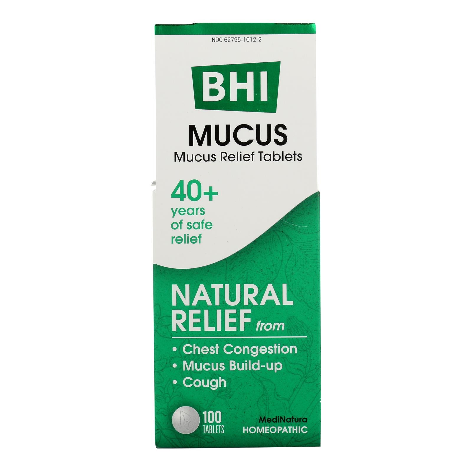 BHI Mucus Relief Tablets - 100 Dissolvable Tablets for Cough & Chest Congestion Relief