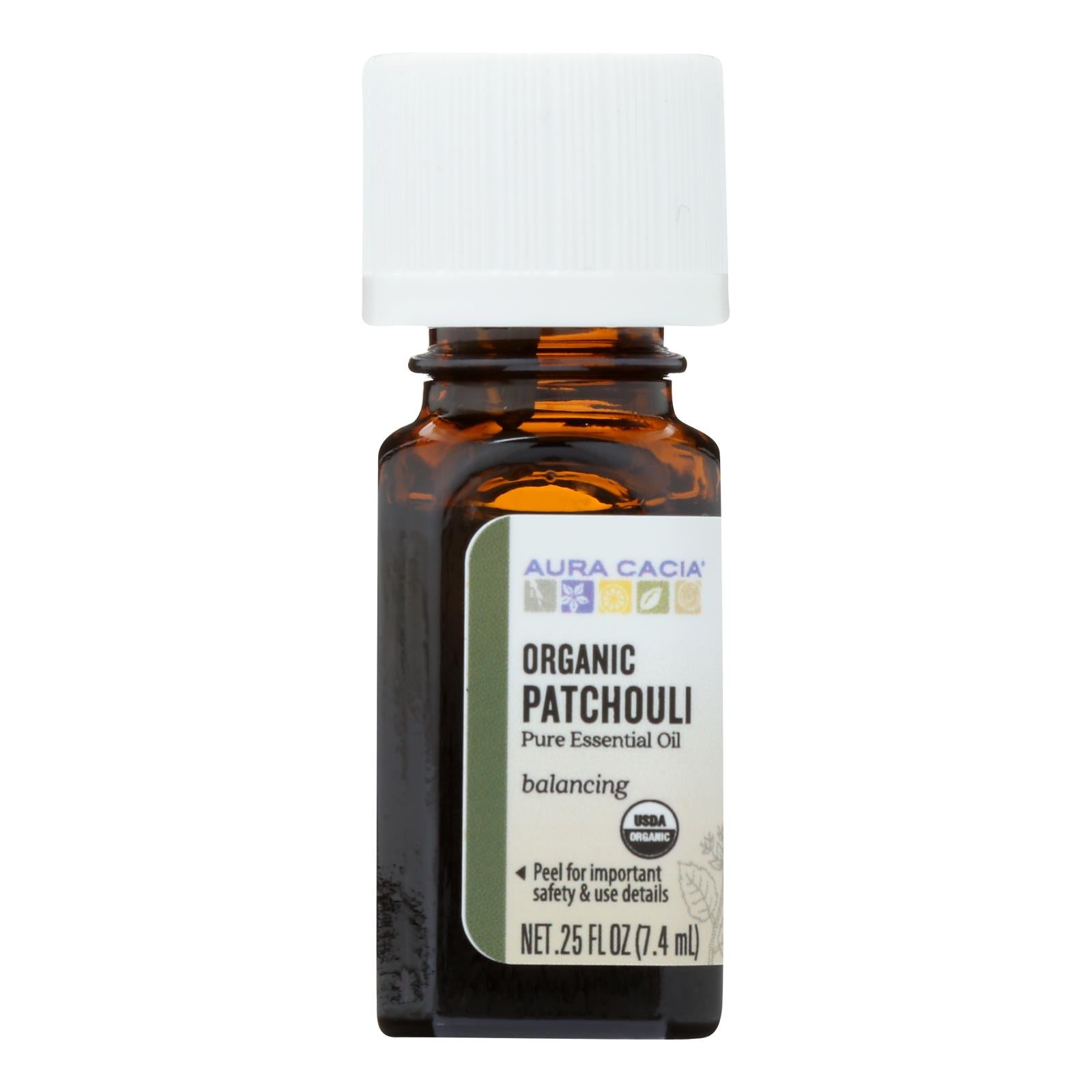 Aura Cacia Organic Dark Patchouli Essential Oil - 0.25 Fl Oz - Musky & Sensual Aromatherapy