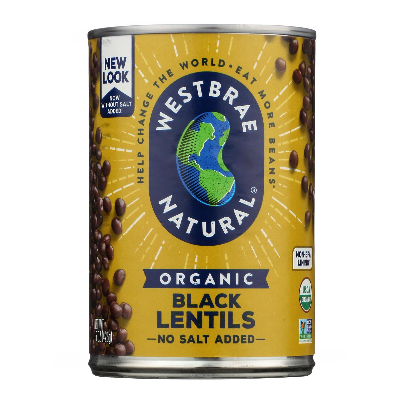 Westbrae Foods Organic Black Lentils Beans - Case of 12 - 15 oz.