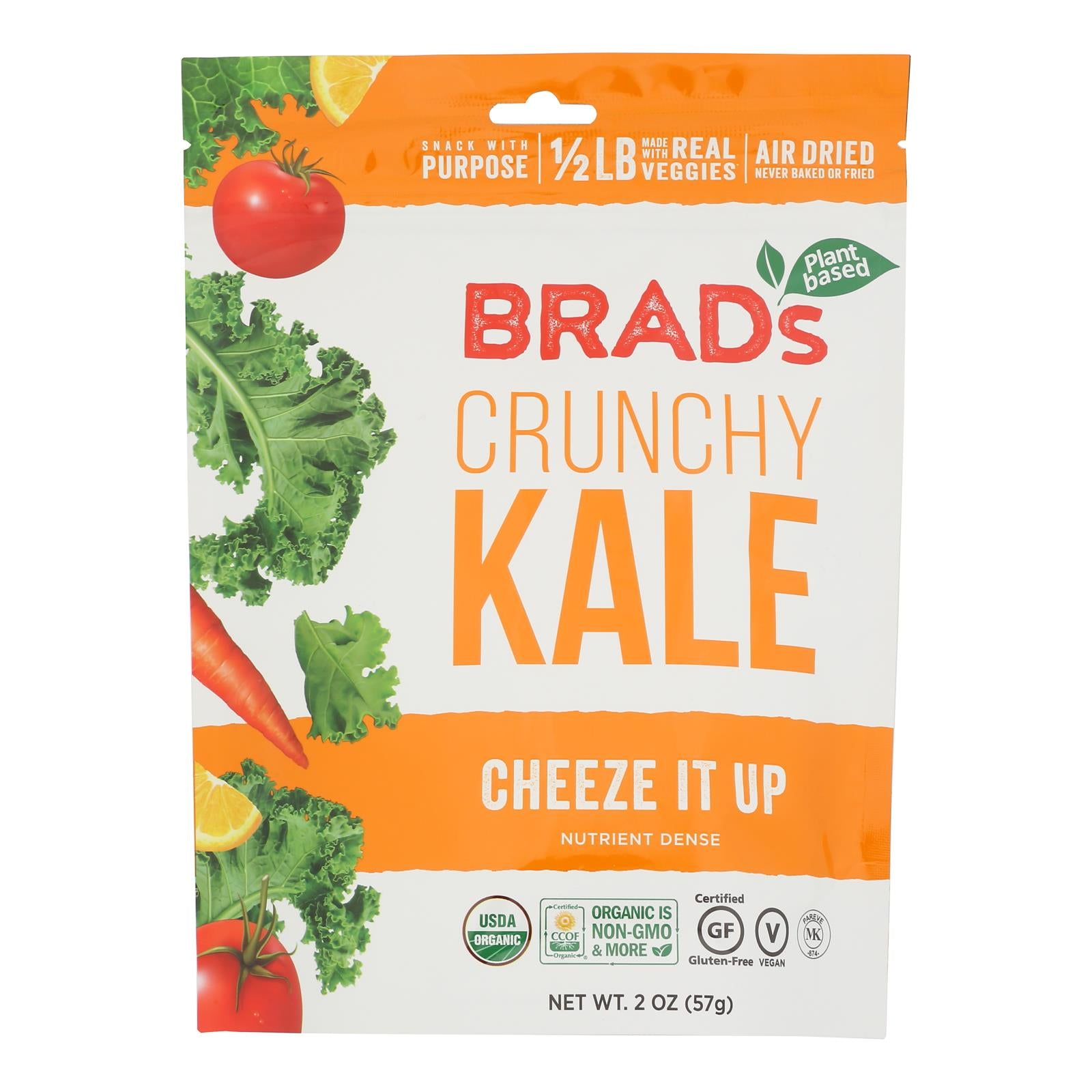 Brad's Plant Based - Crunchy Kale - Cheeze It Up - Case of 12 - 2 oz.