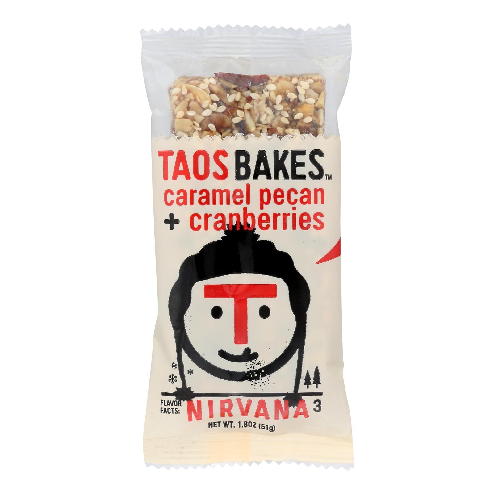 Taos Bakes - Bar Caramel Pecan Cranbrries - Case of 12 - 1.8 OZ