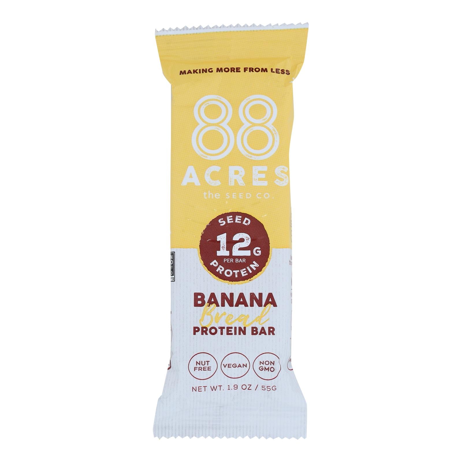 88 Acres - Protein Bar Banana Bread - Case of 9-1.9 OZ