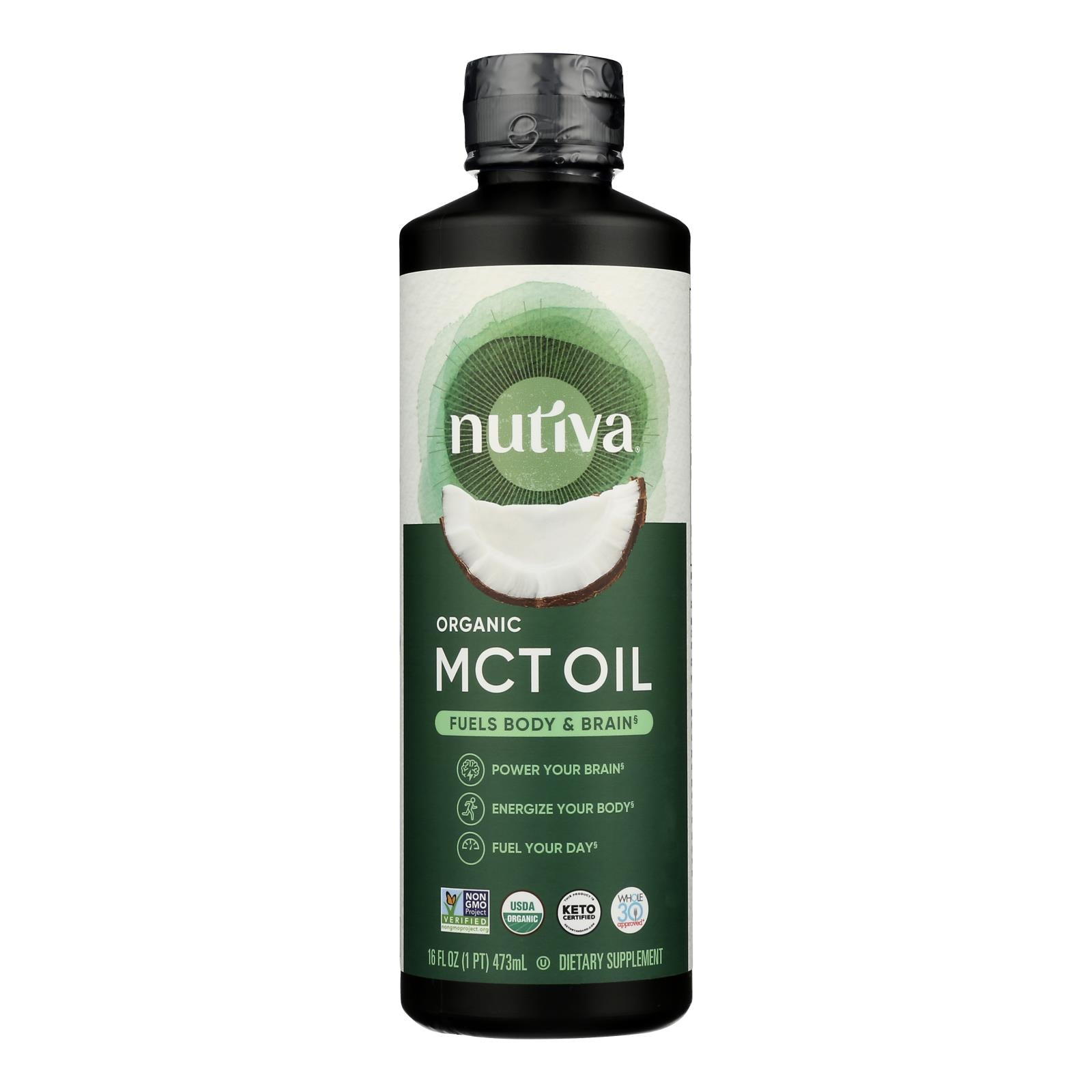 Nutiva 100% Organic Mct Oil - From Coconut - Unflavored - 16 fl oz