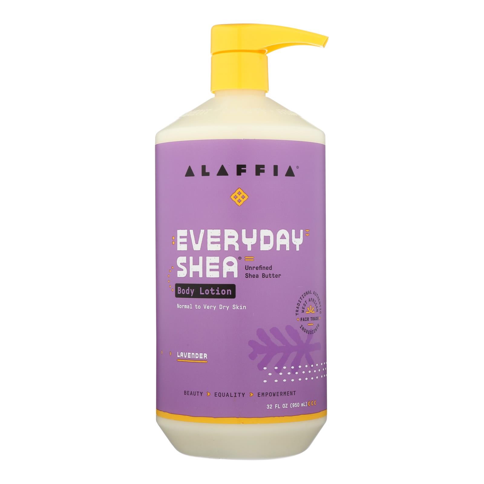 Alaffia Everyday Lavender Lotion - 32 Fl. Oz. Gluten-Free, Vegan, Fair Trade & Biodegradable