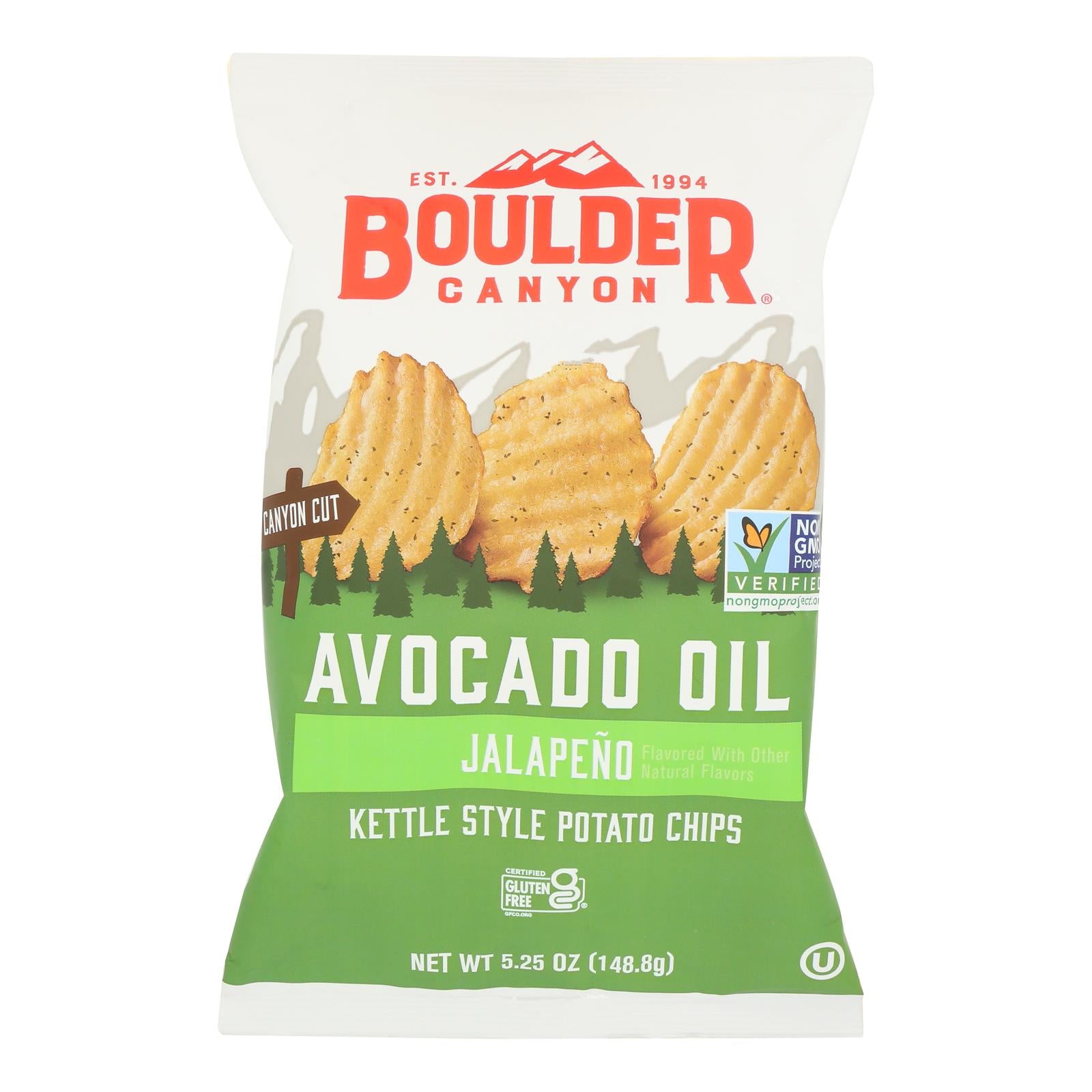 Boulder Canyon - Kettle Chips - Avocado Oil Jalapeno - Case of 12 - 5.25 oz.