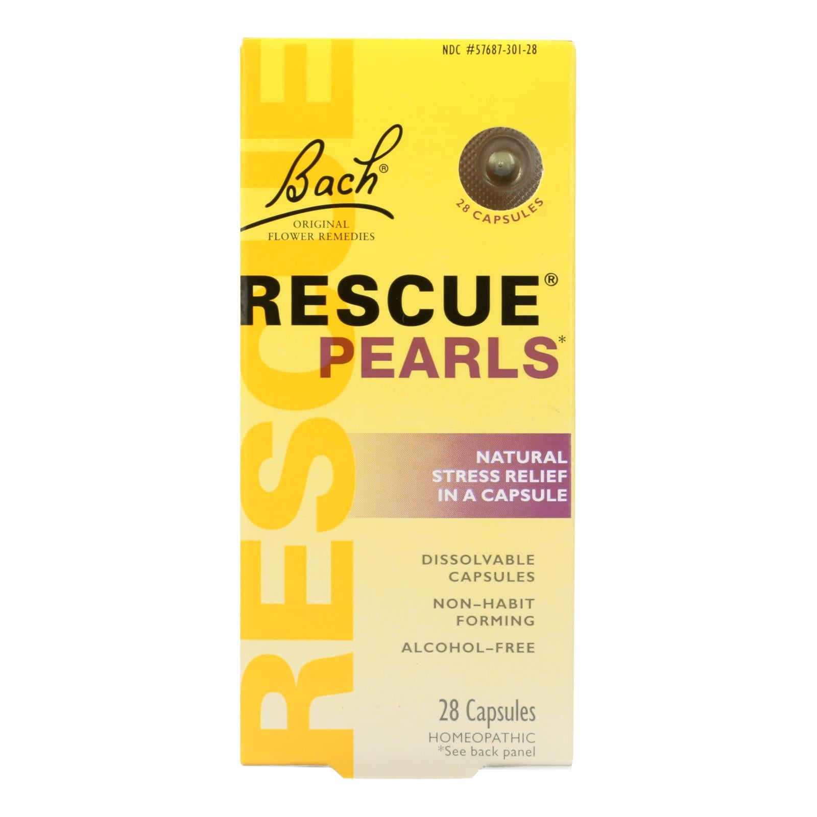 Bach Rescue Pearls - 28 Count Natural Stress Relief Capsules for Adults & Children 12+