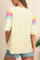 Slightly Stretchy Color Block T-Shirt with Stitched Sleeves for Effortless Style - Store 42