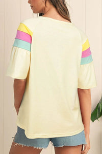 Slightly Stretchy Color Block T-Shirt with Stitched Sleeves for Effortless Style - Store 42
