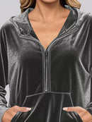 Full Size Half Zip Kangaroo Pocket Hoodie Plus Size - Store 42